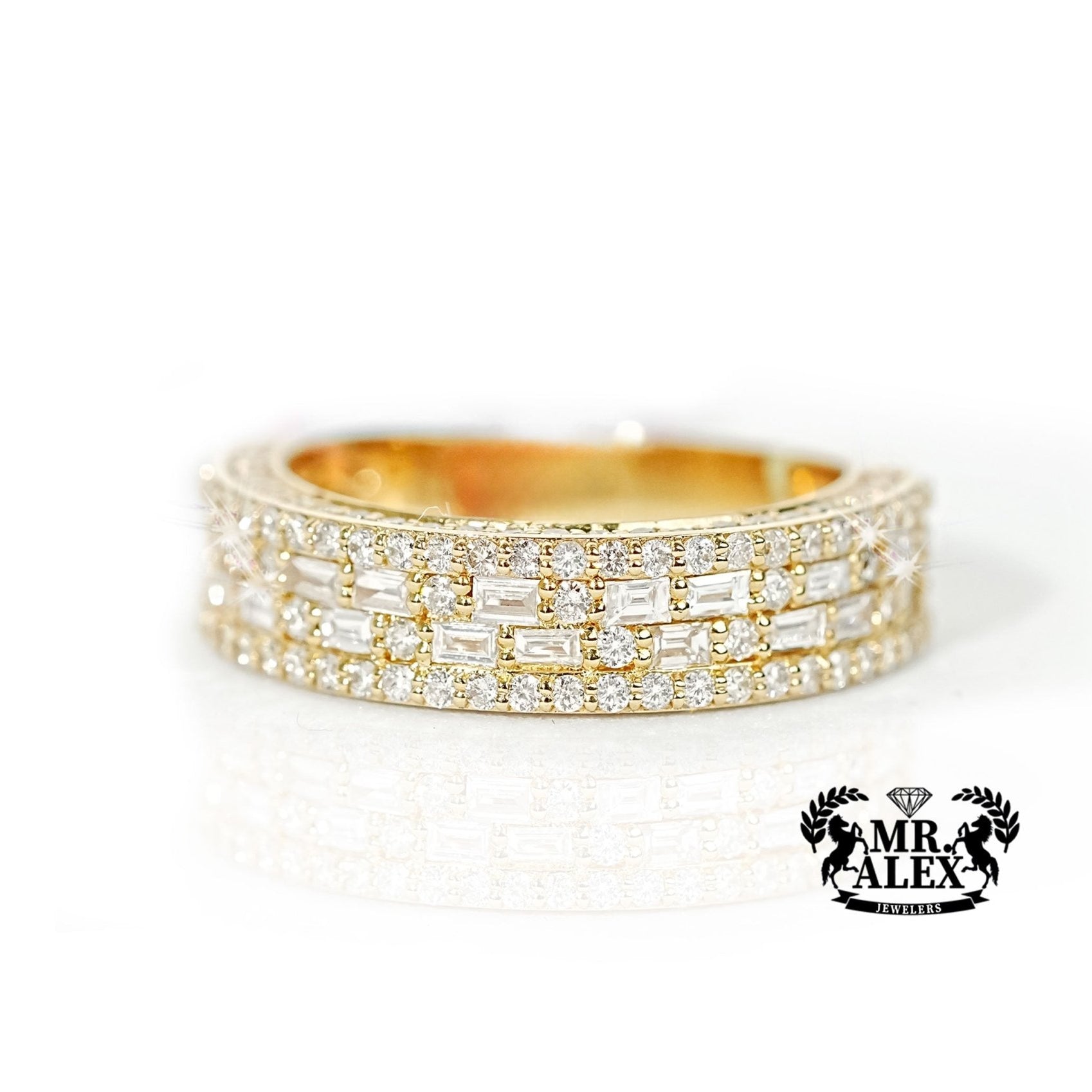 10k Gold Glimmering Rows Diamond Ring 1.25ct - Mr. Alex Jewelry
