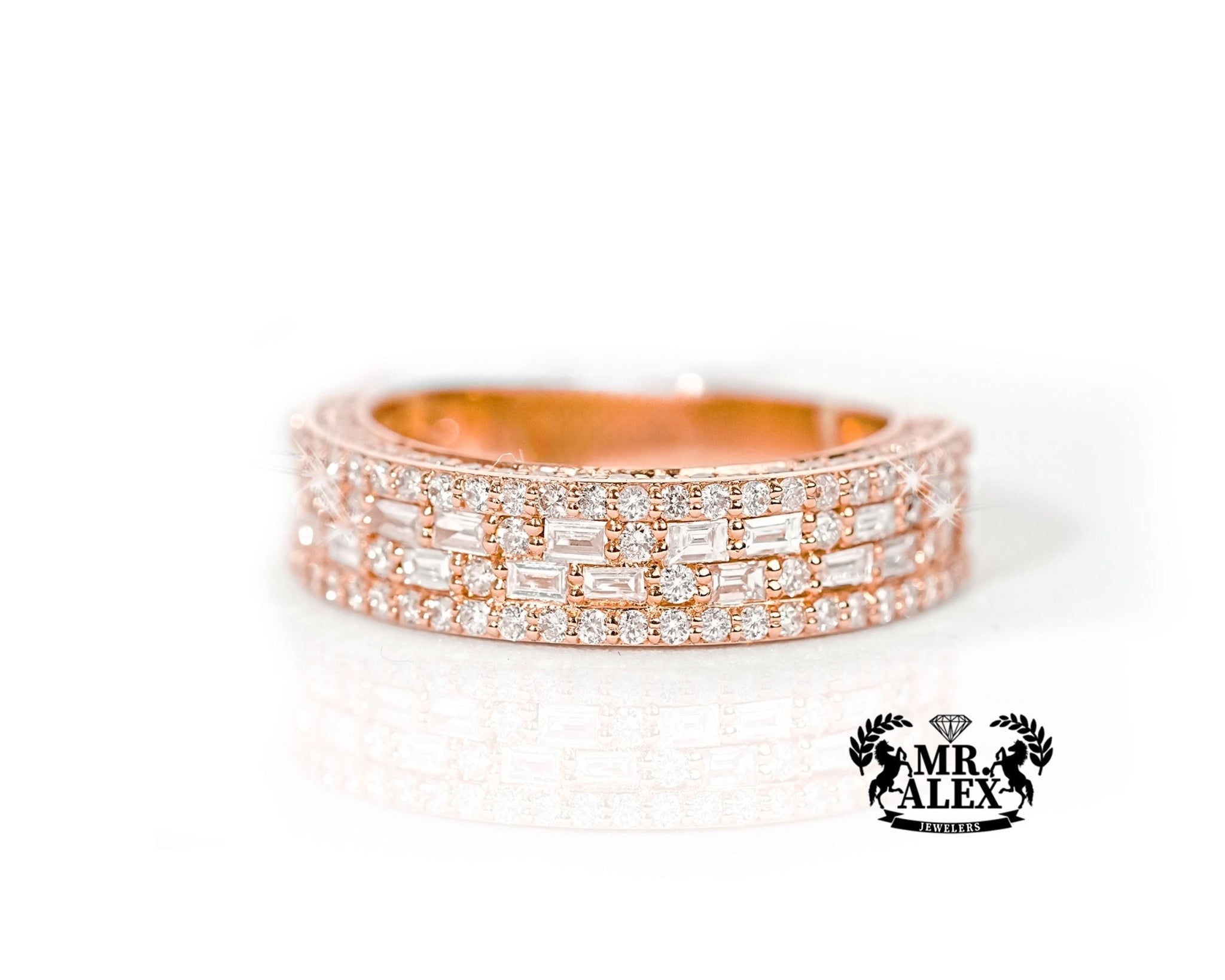 10k Gold Glimmering Rows Diamond Ring 1.25ct - Mr. Alex Jewelry
