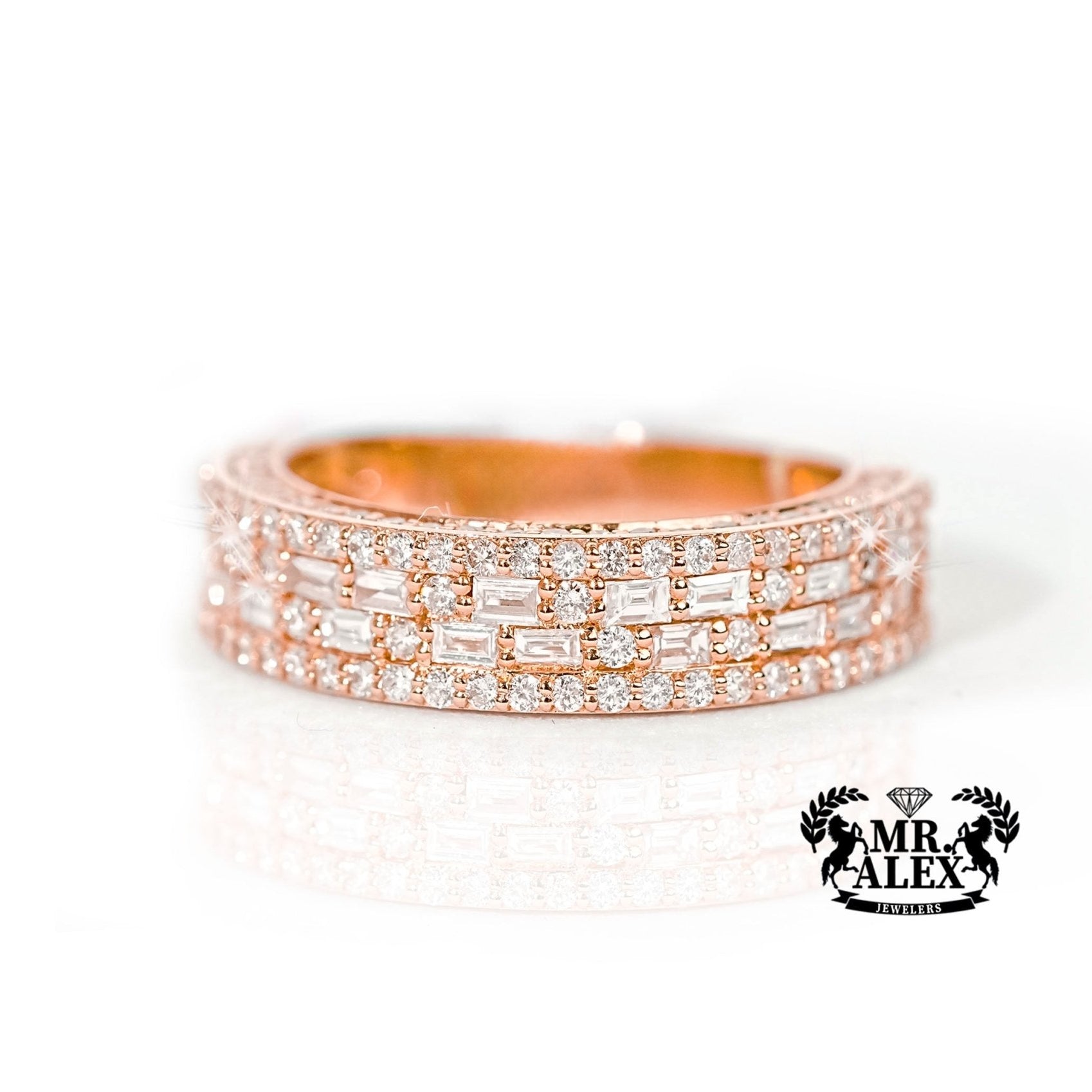 10k Gold Glimmering Rows Diamond Ring 1.25ct - Mr. Alex Jewelry