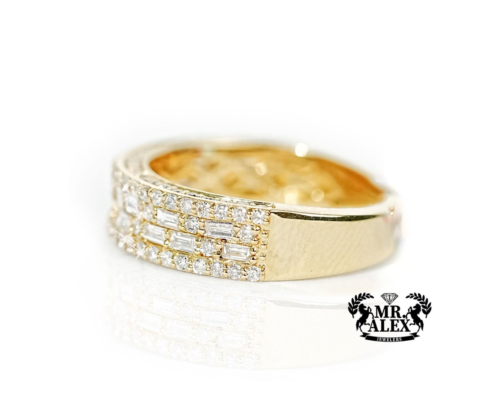 10k Gold Glimmering Rows Diamond Ring 1.25ct - Mr. Alex Jewelry