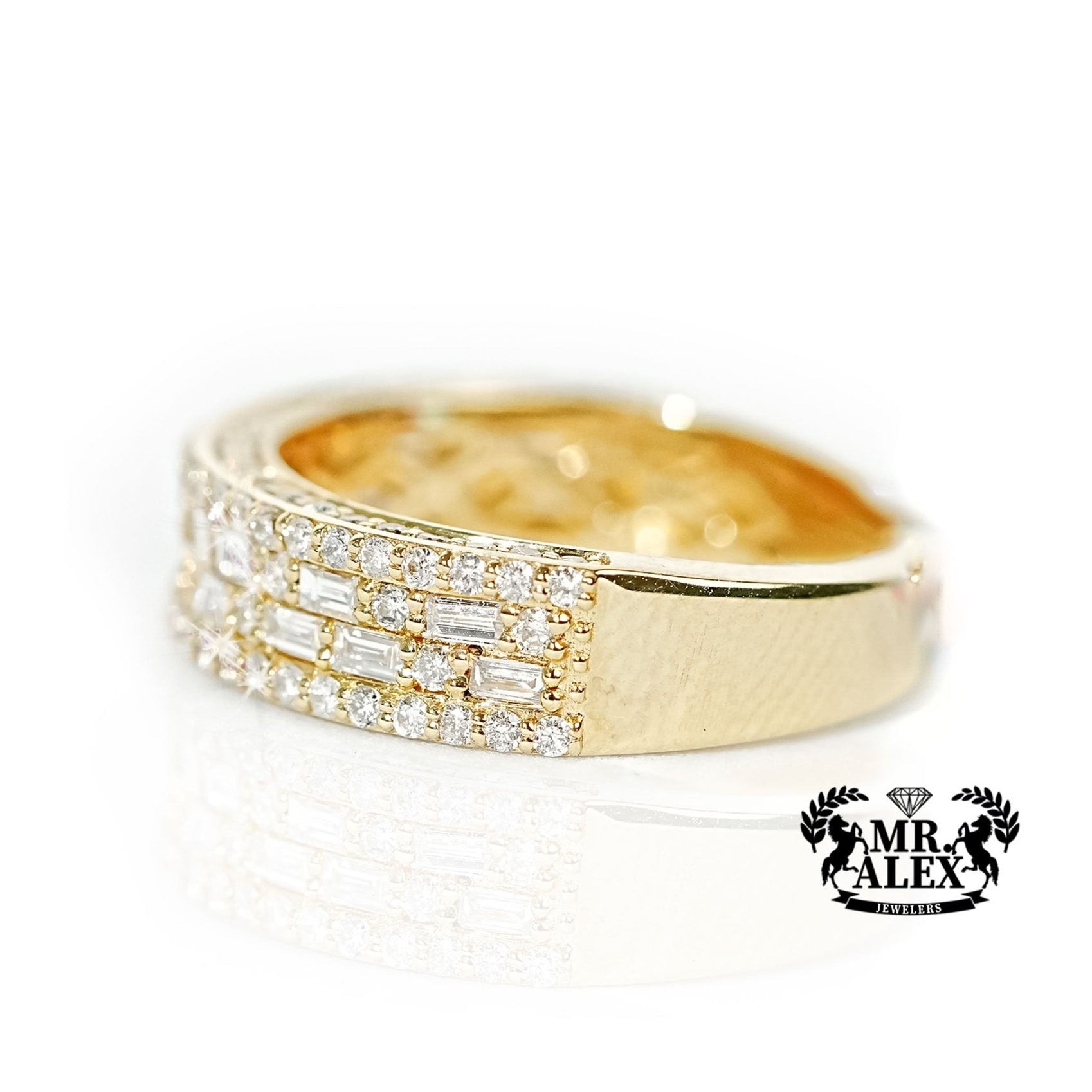 10k Gold Glimmering Rows Diamond Ring 1.25ct - Mr. Alex Jewelry