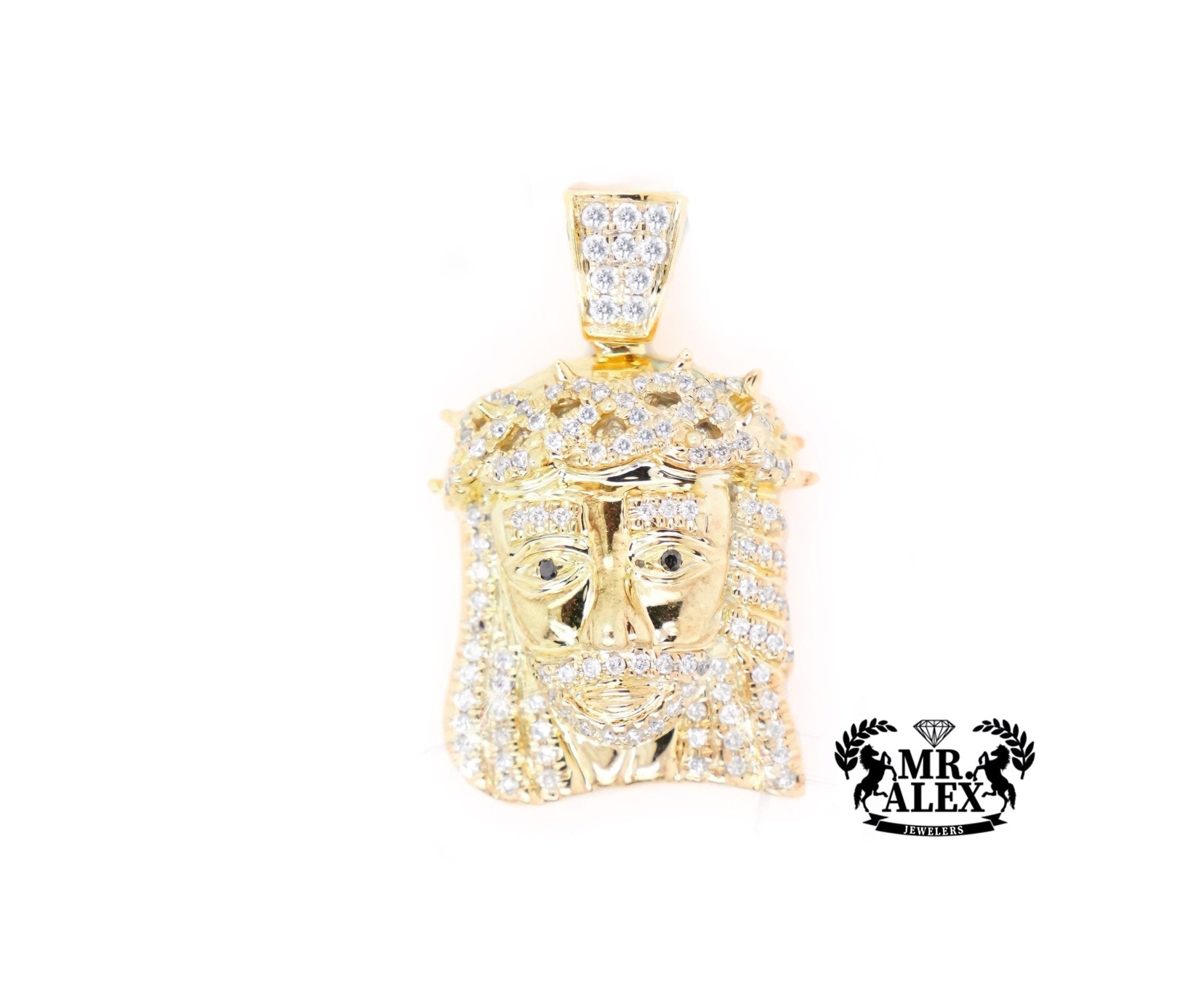 10K Gold Jesus Diamond Pendant with 0.68 ct - Mr. Alex Jewelry