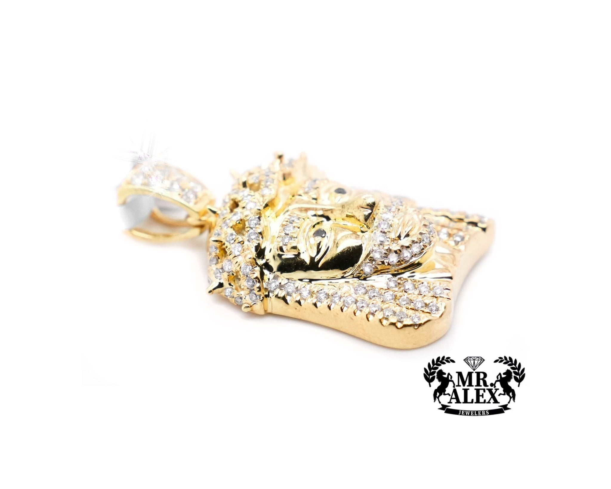 10K Gold Jesus Diamond Pendant with 0.68 ct - Mr. Alex Jewelry