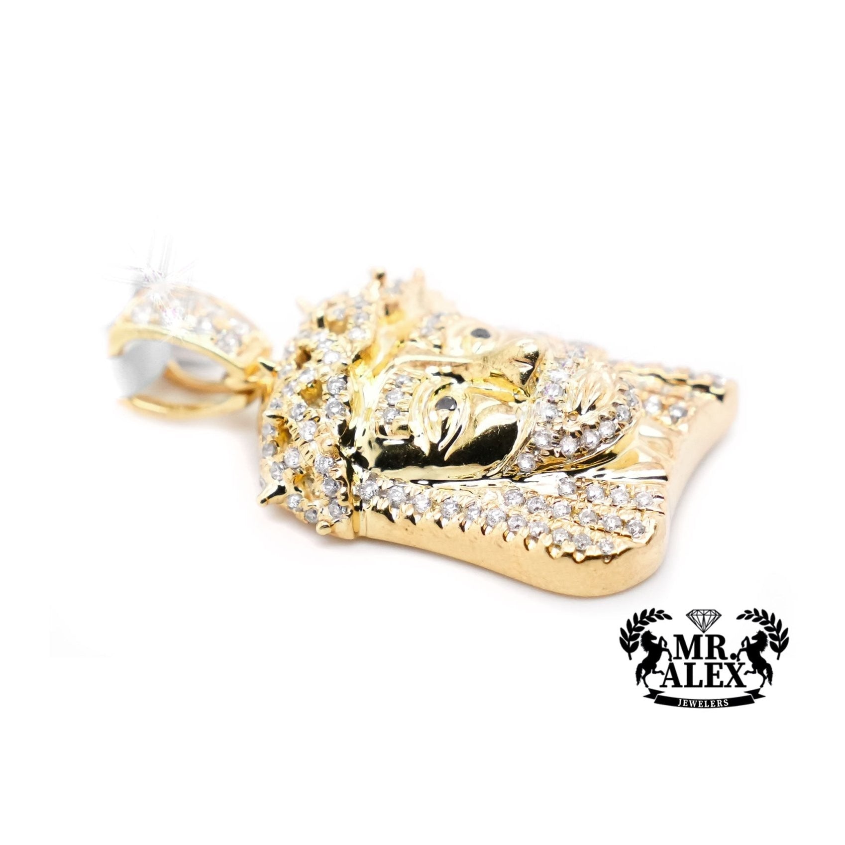 10K Gold Jesus Diamond Pendant with 0.68 ct - Mr. Alex Jewelry