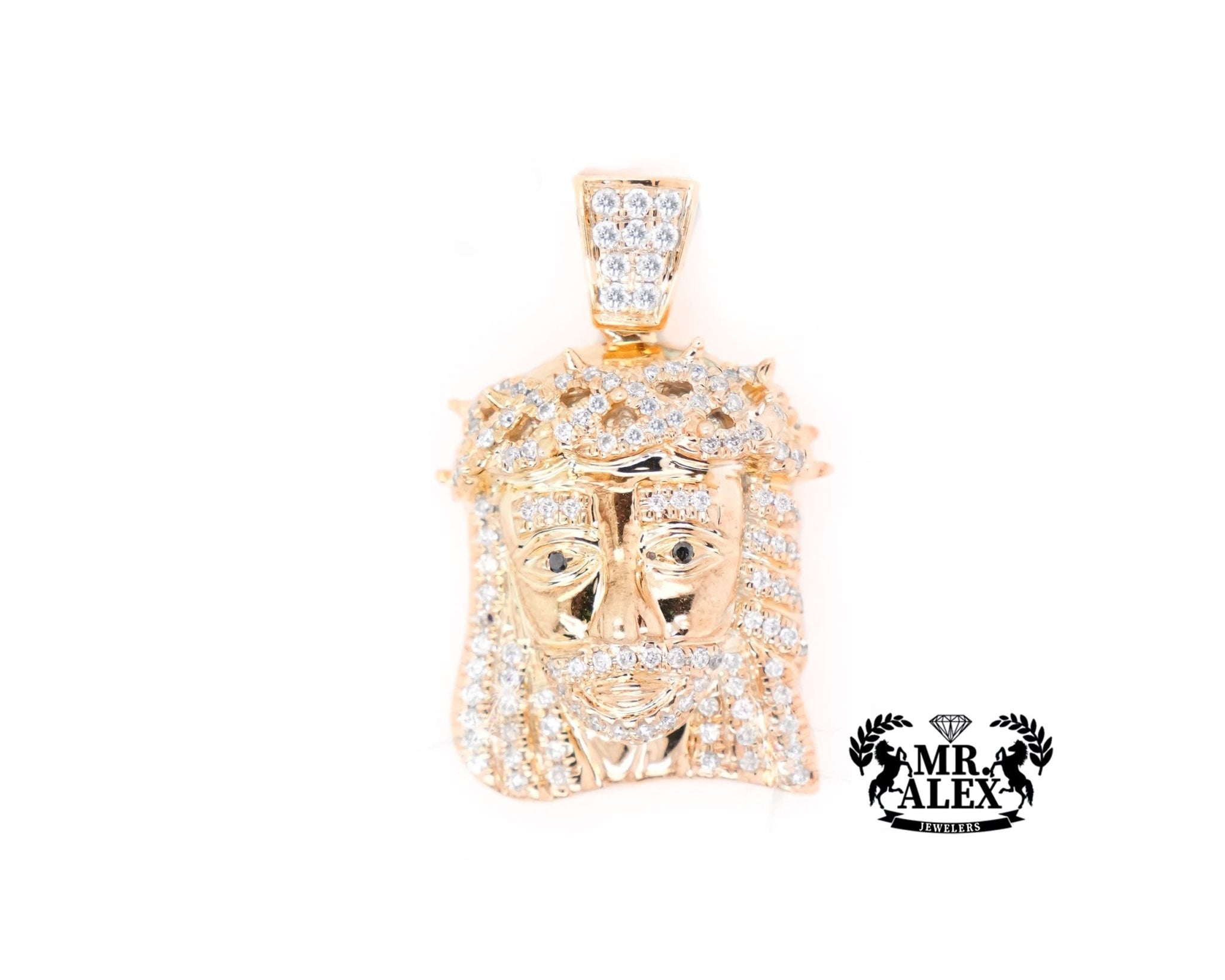 10K Gold Jesus Diamond Pendant with 0.68 ct - Mr. Alex Jewelry