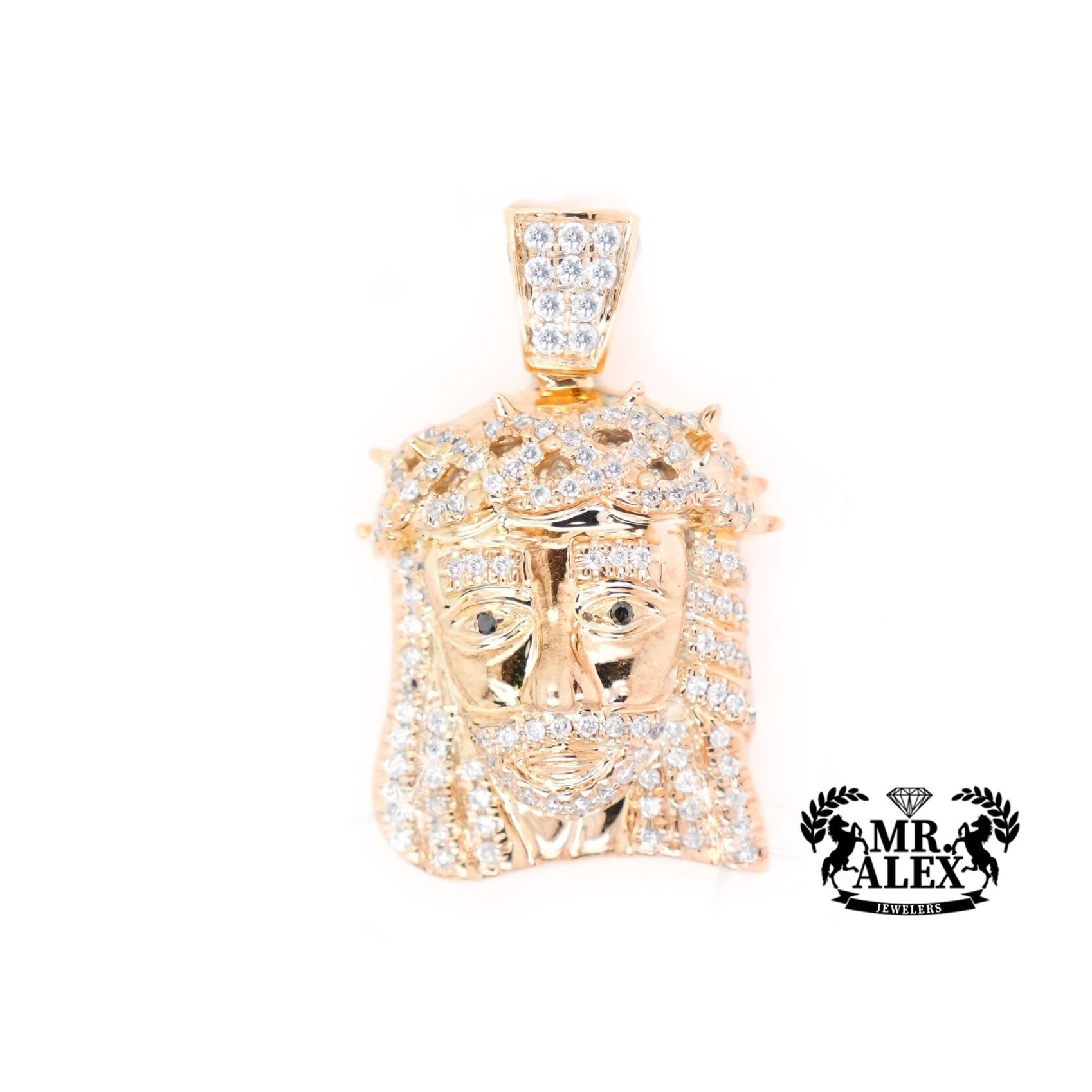10K Gold Jesus Diamond Pendant with 0.68 ct - Mr. Alex Jewelry
