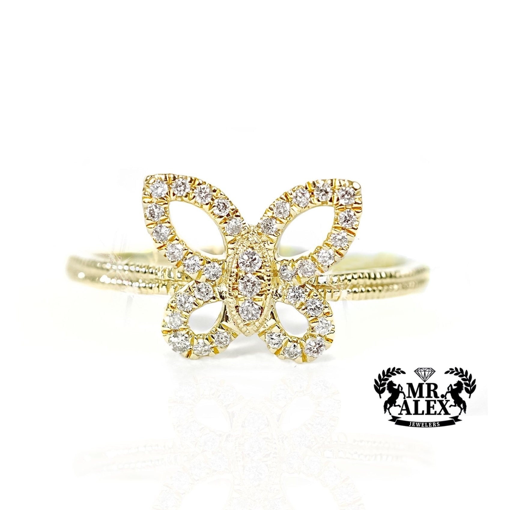 10k Gold Lattice Butterfly Diamond Ring 0.25ct - Mr. Alex Jewelry