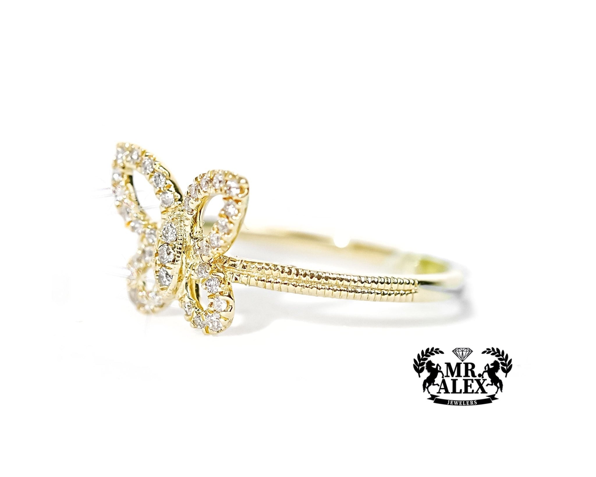 10k Gold Lattice Butterfly Diamond Ring 0.25ct - Mr. Alex Jewelry