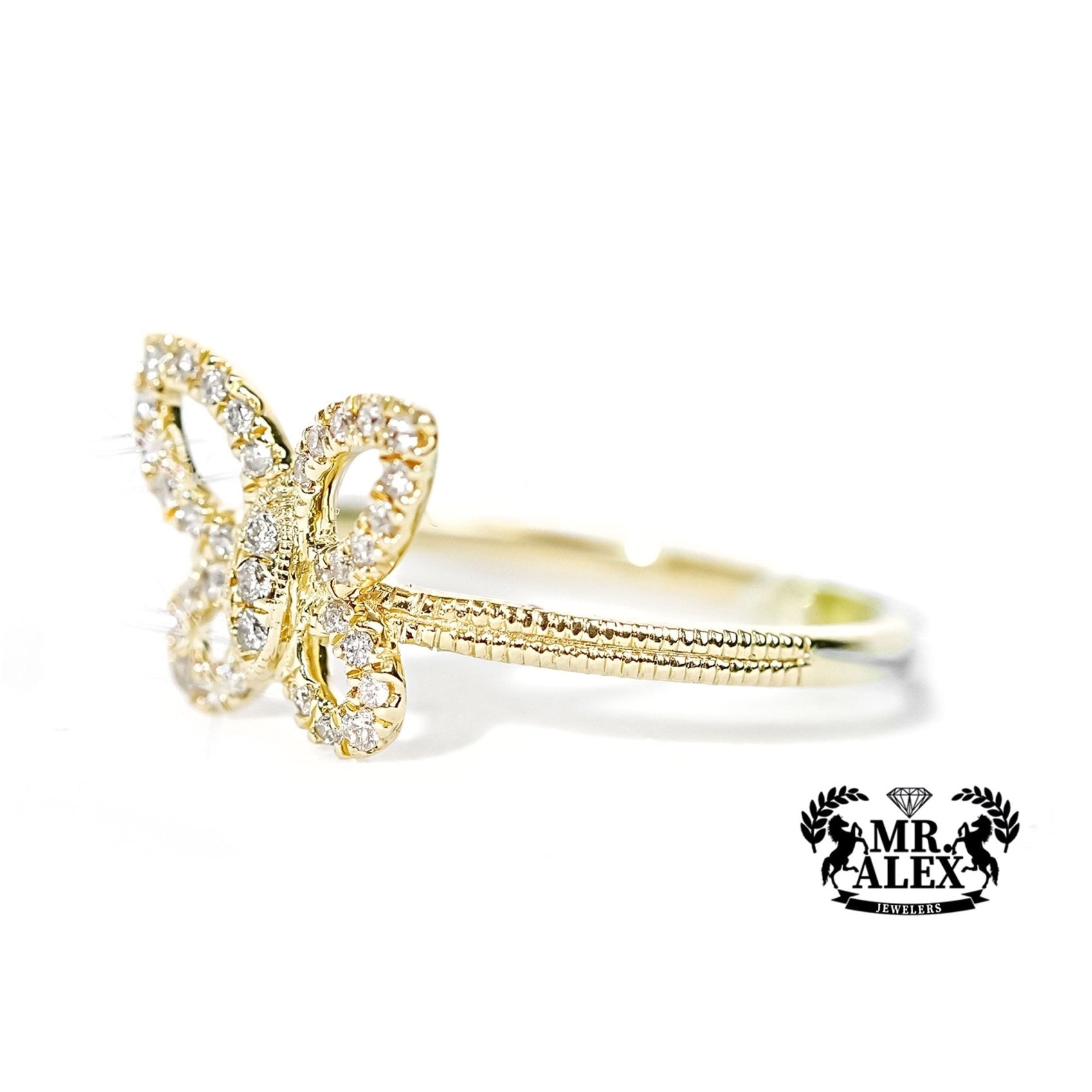 10k Gold Lattice Butterfly Diamond Ring 0.25ct - Mr. Alex Jewelry