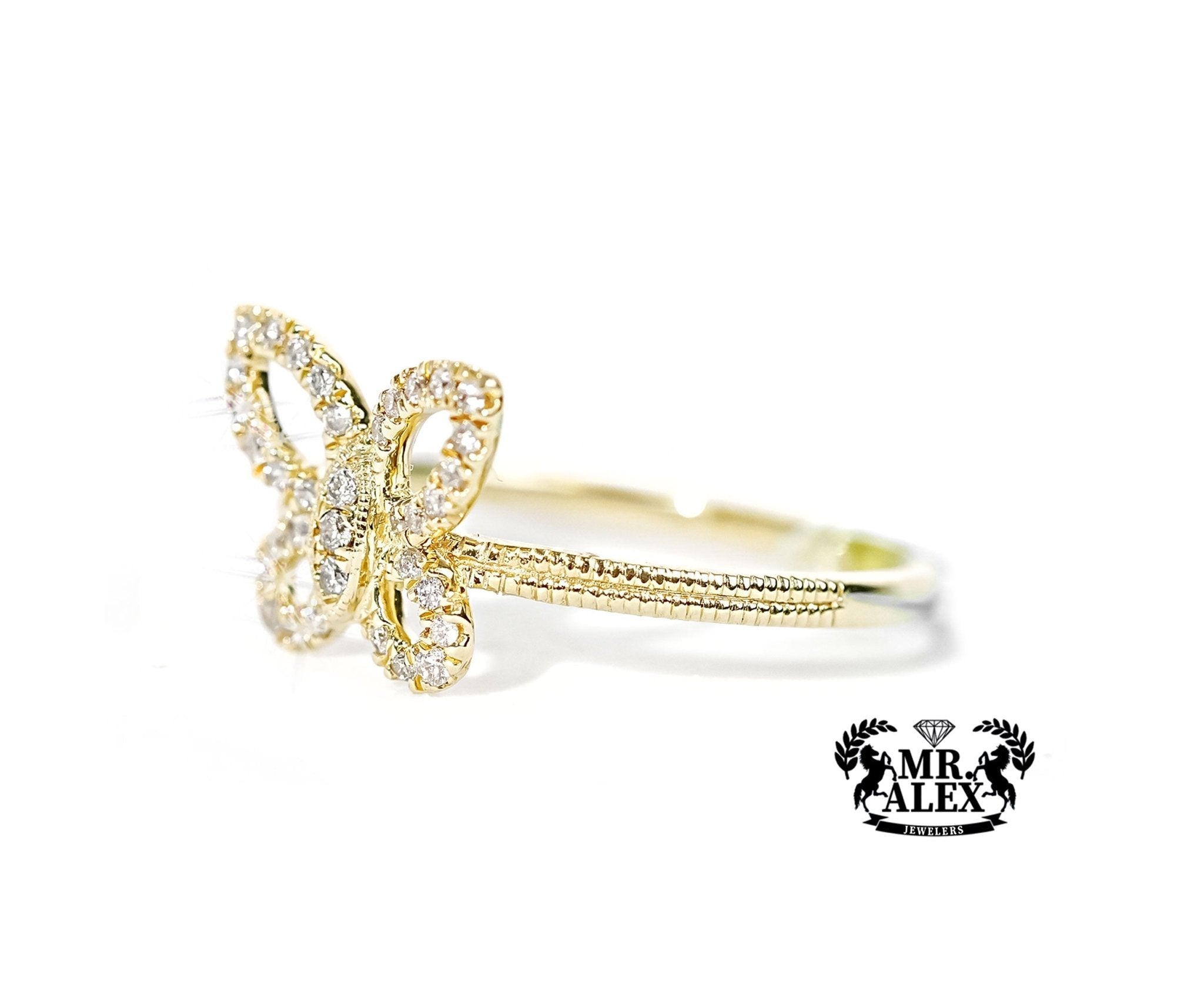 10k Gold Lattice Butterfly Diamond Ring 0.25ct - Mr. Alex Jewelry