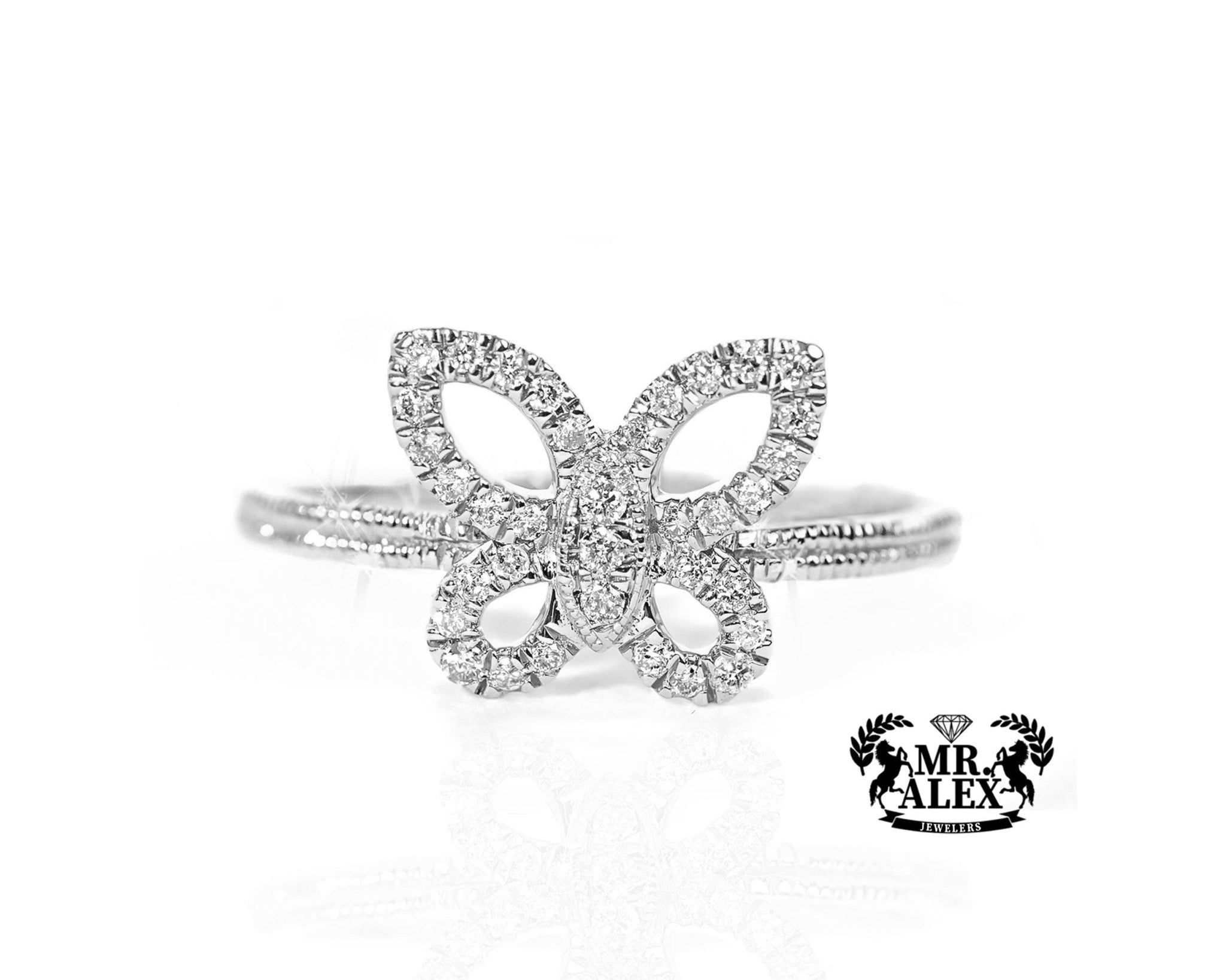 10k Gold Lattice Butterfly Diamond Ring 0.25ct - Mr. Alex Jewelry