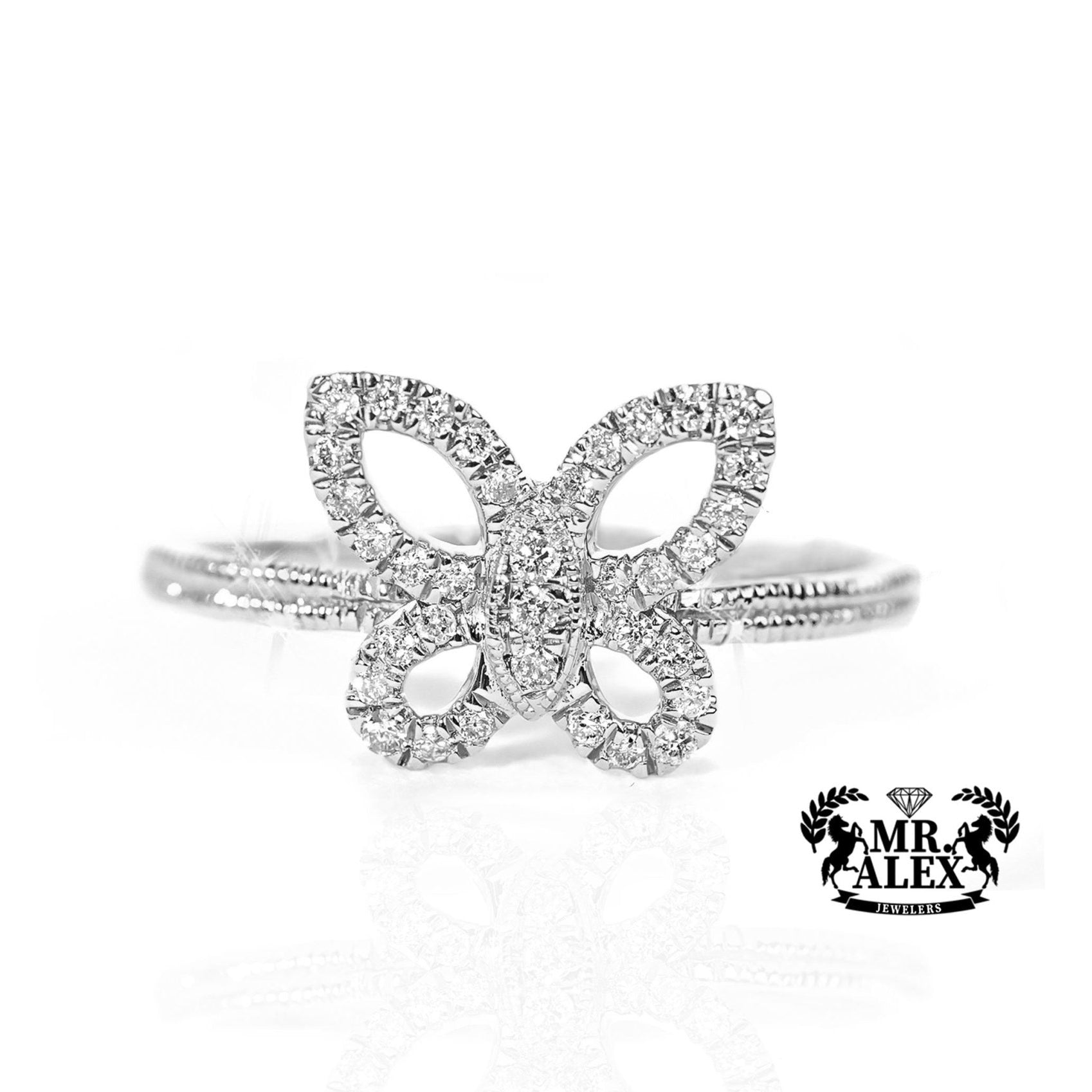 10k Gold Lattice Butterfly Diamond Ring 0.25ct - Mr. Alex Jewelry