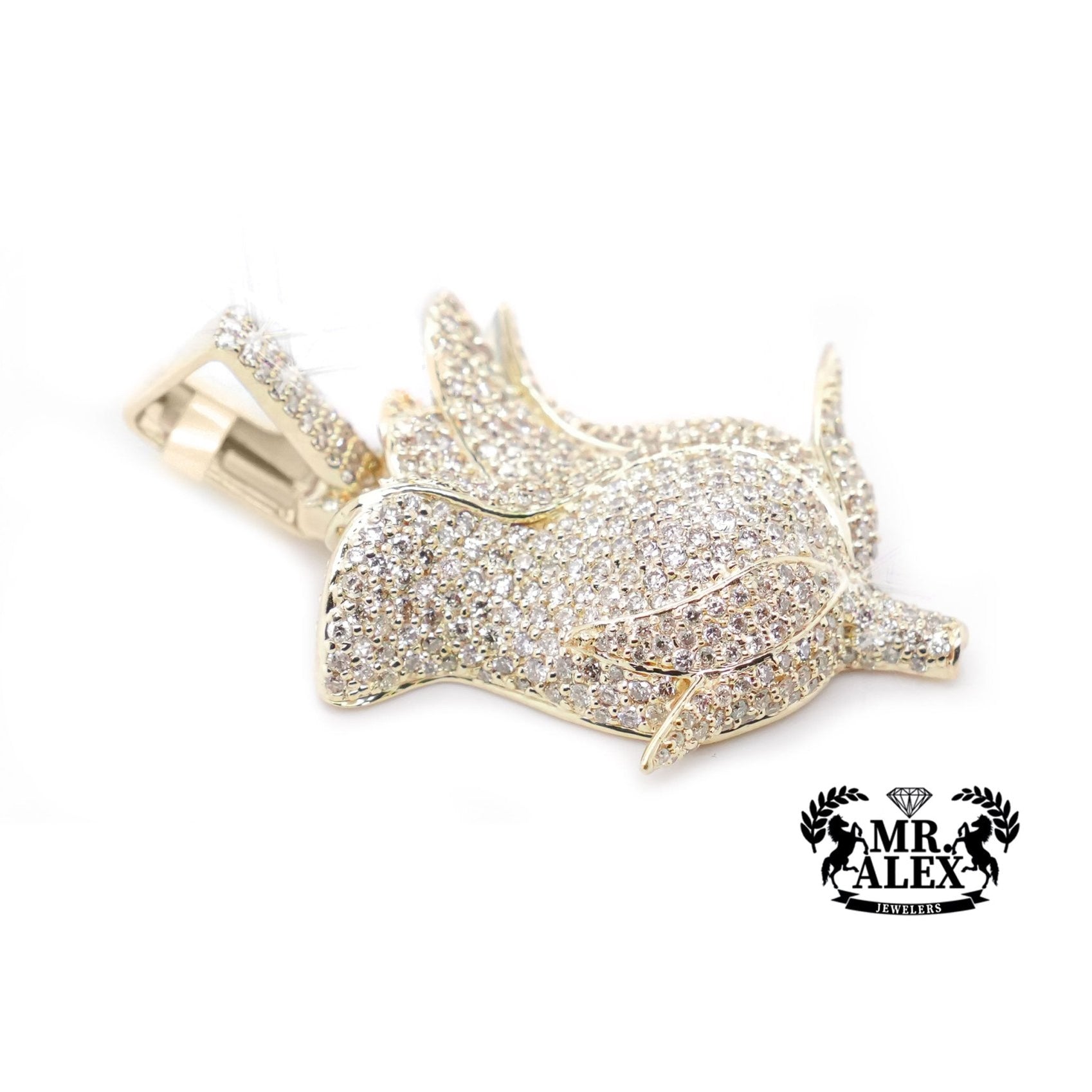 10K Gold Leaf of Nature Pendant with 3.40 ct - Mr. Alex Jewelry