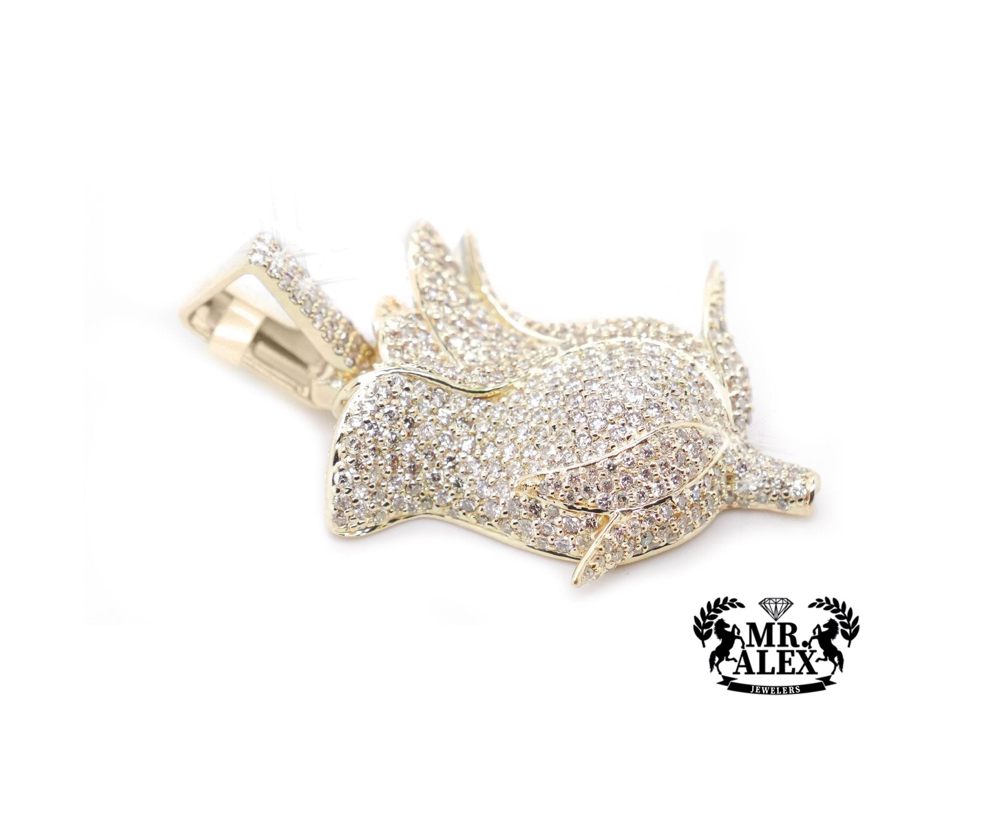 10K Gold Leaf of Nature Pendant with 3.40 ct - Mr. Alex Jewelry