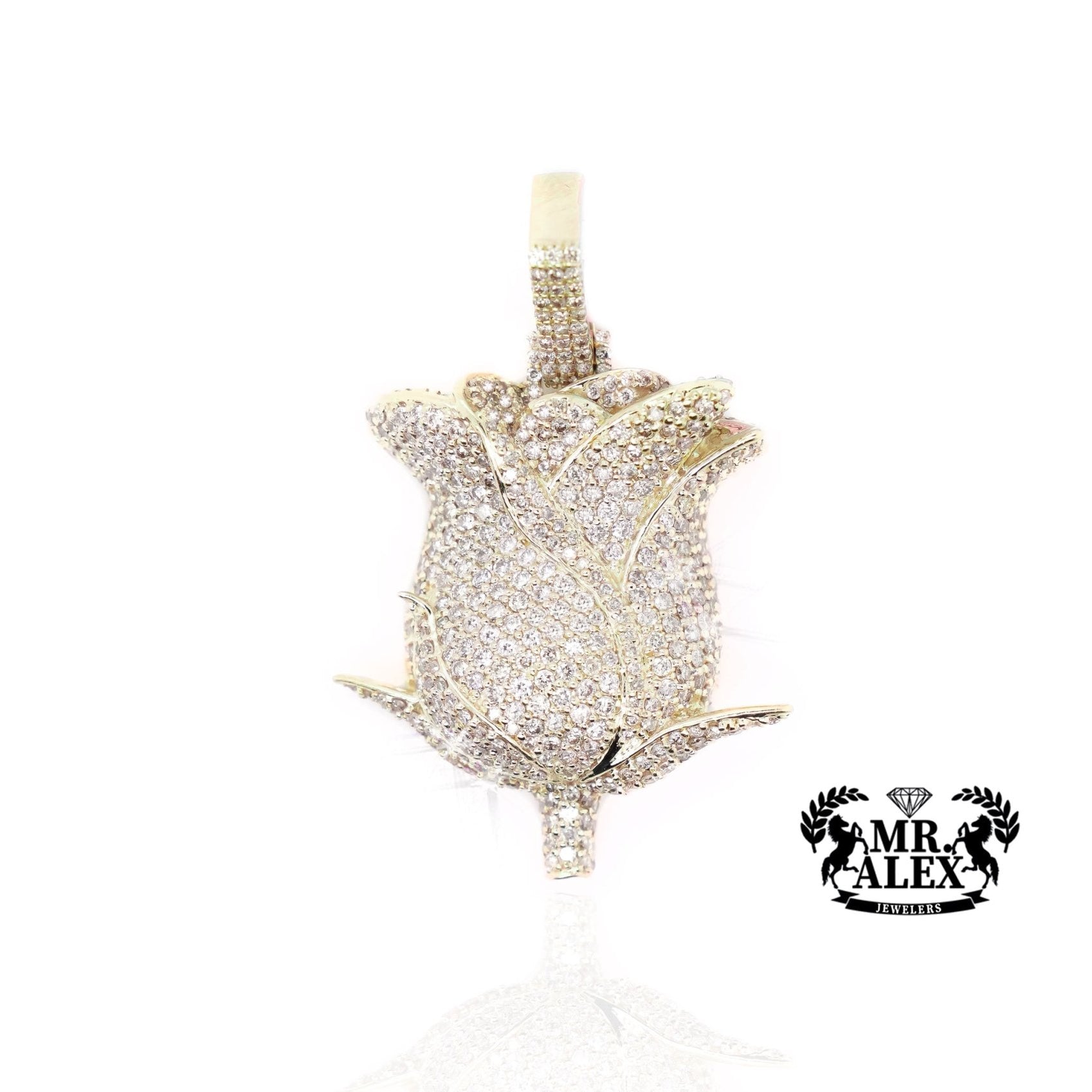 10K Gold Leaf of Nature Pendant with 3.40 ct - Mr. Alex Jewelry