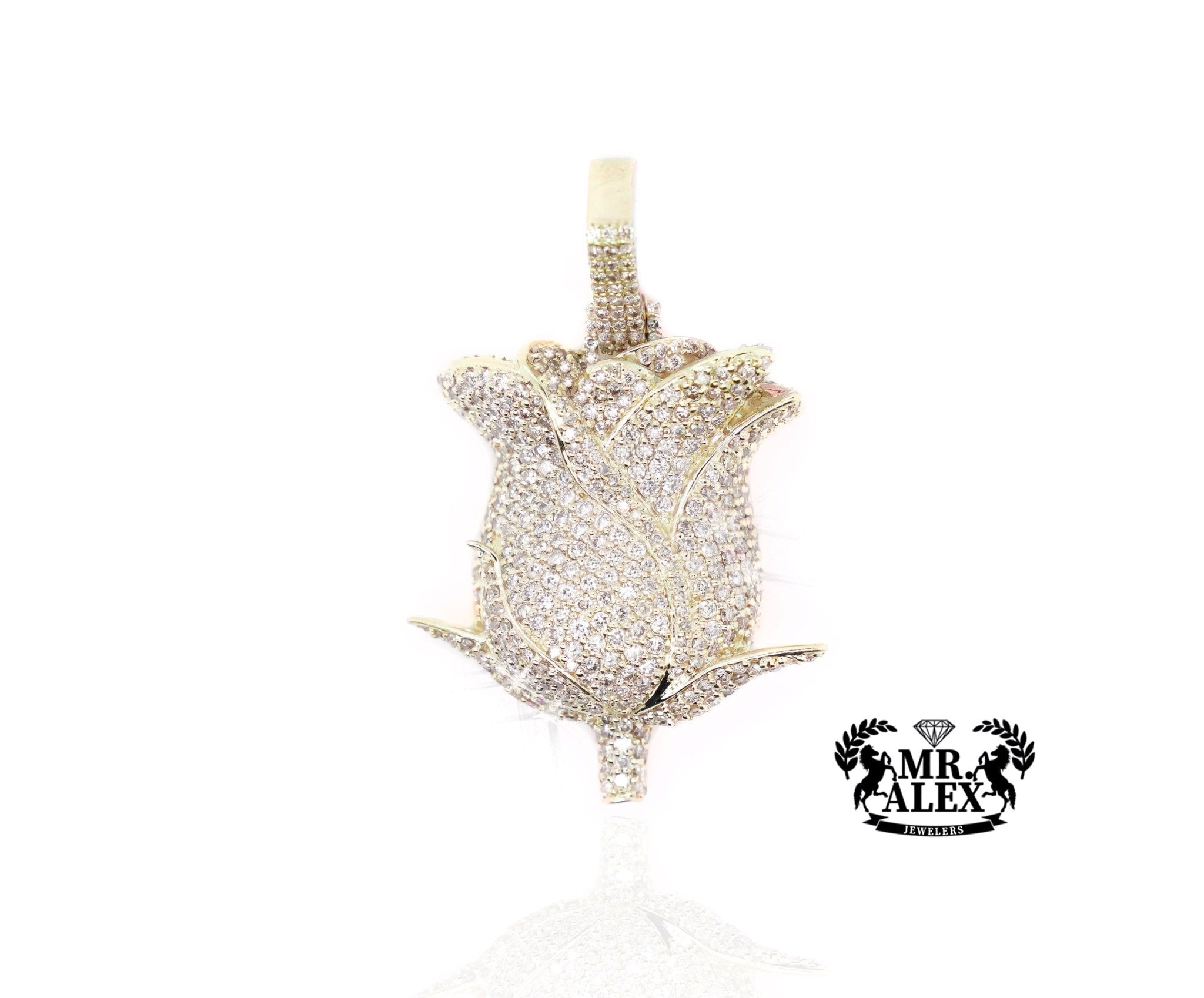 10K Gold Leaf of Nature Pendant with 3.40 ct - Mr. Alex Jewelry