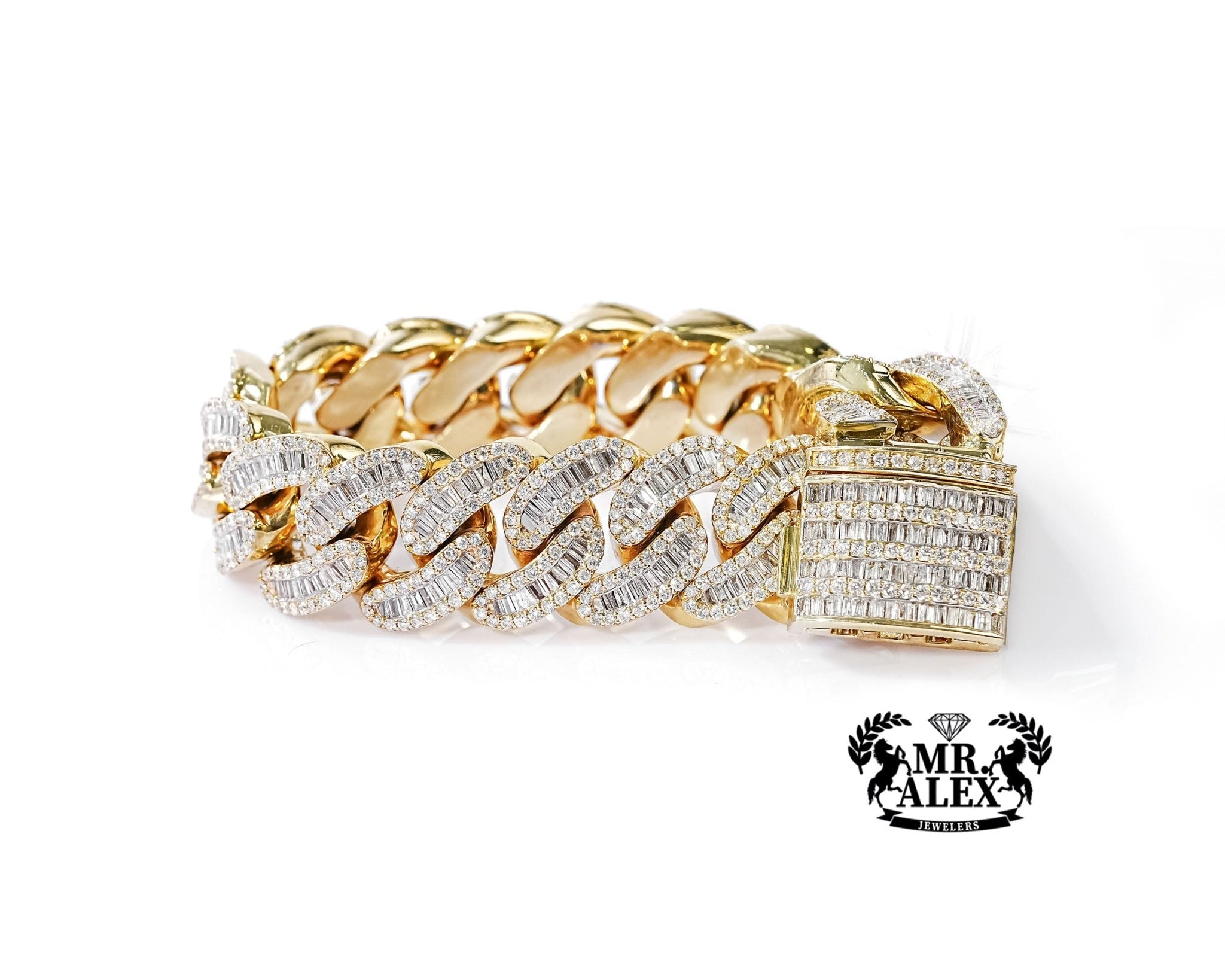 10k Gold Luxe Cuban Link Diamond Bracelet 11.5mm 6.45ct - Mr. Alex Jewelry