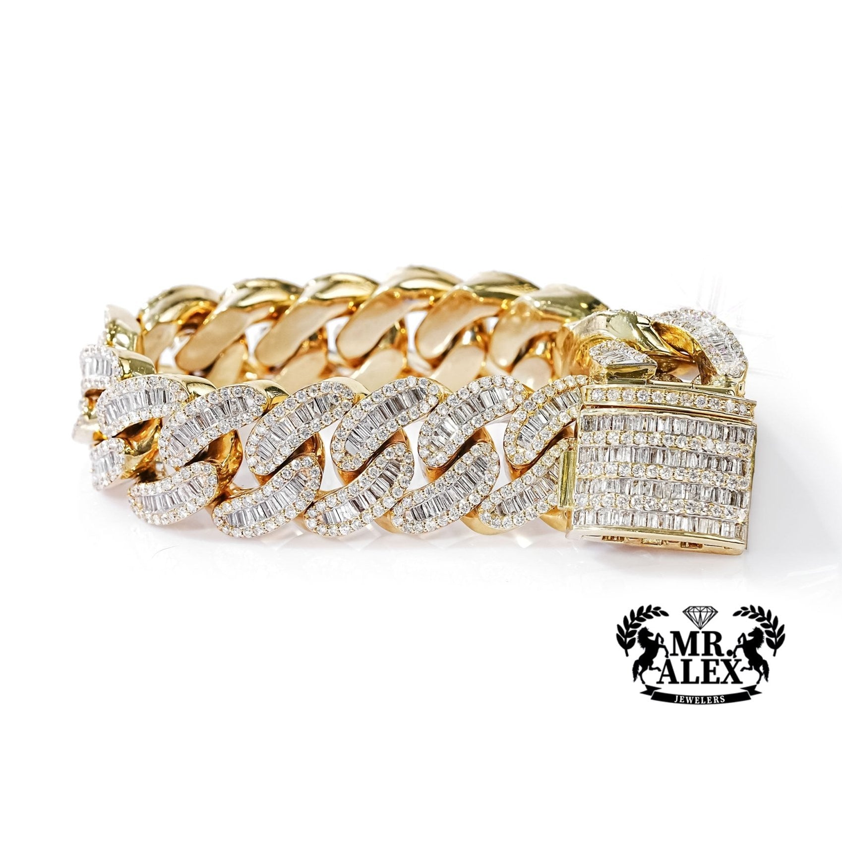 10k Gold Luxe Cuban Link Diamond Bracelet 11.5mm 6.45ct - Mr. Alex Jewelry