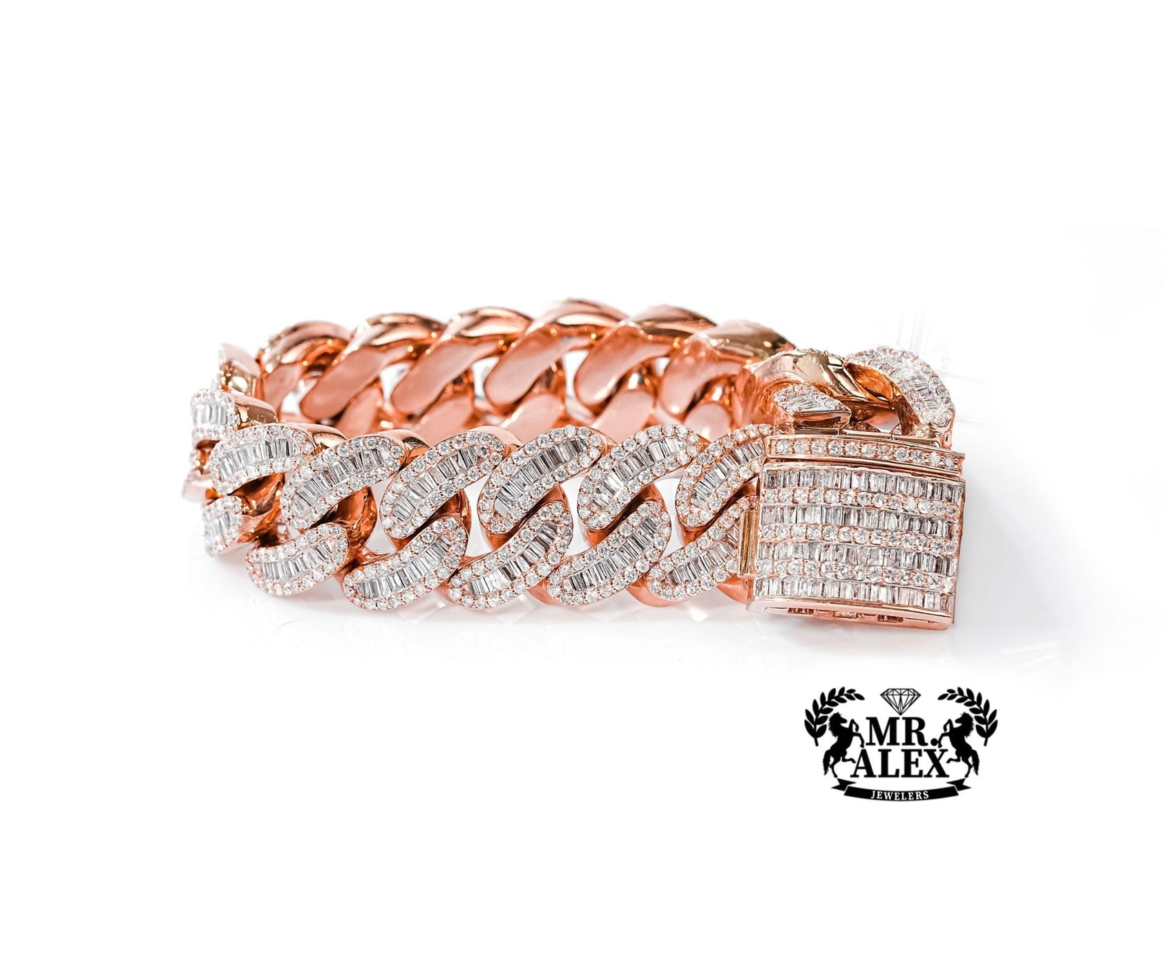 10k Gold Luxe Cuban Link Diamond Bracelet 15.5mm 9.95ct - Mr. Alex Jewelry
