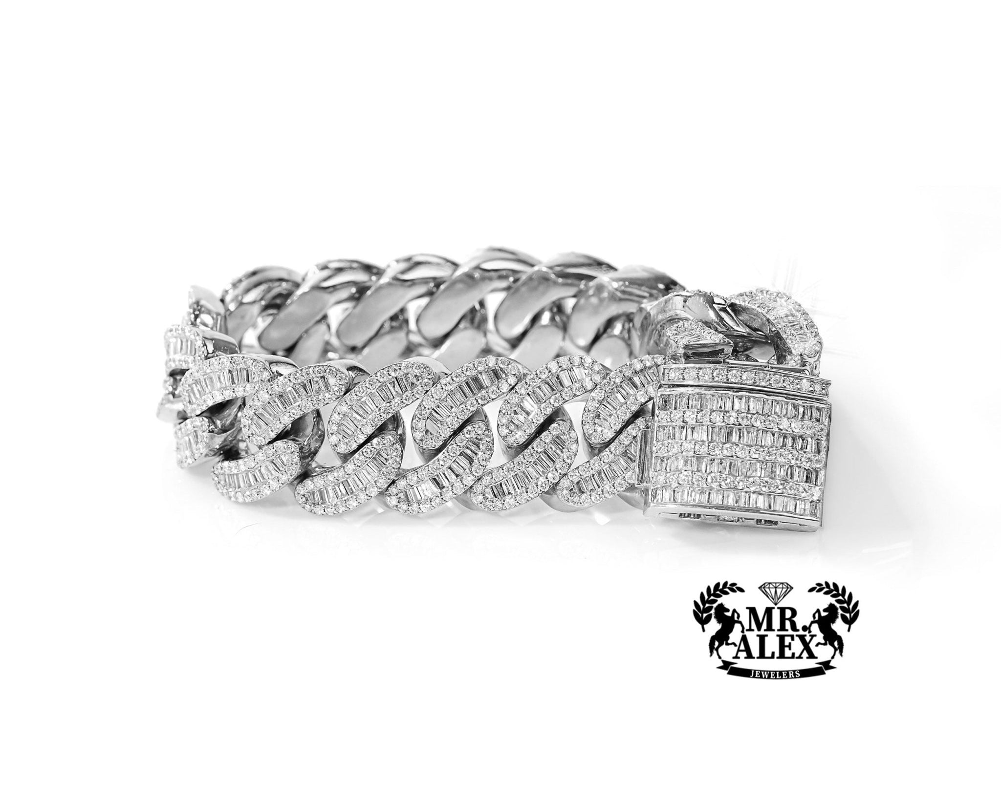 10k Gold Luxe Cuban Link Diamond Bracelet 15.5mm 9.95ct - Mr. Alex Jewelry