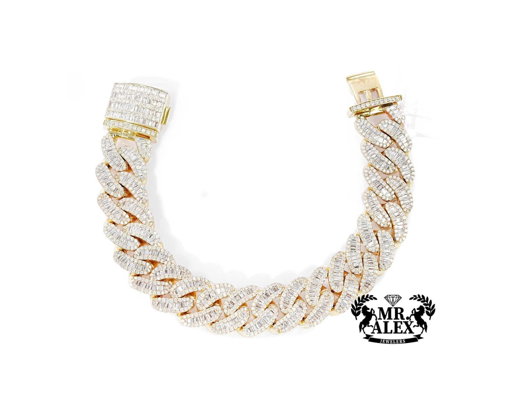 10k Gold Luxe Cuban Link Diamond Bracelet 17.0mm 11.50ct - Mr. Alex Jewelry