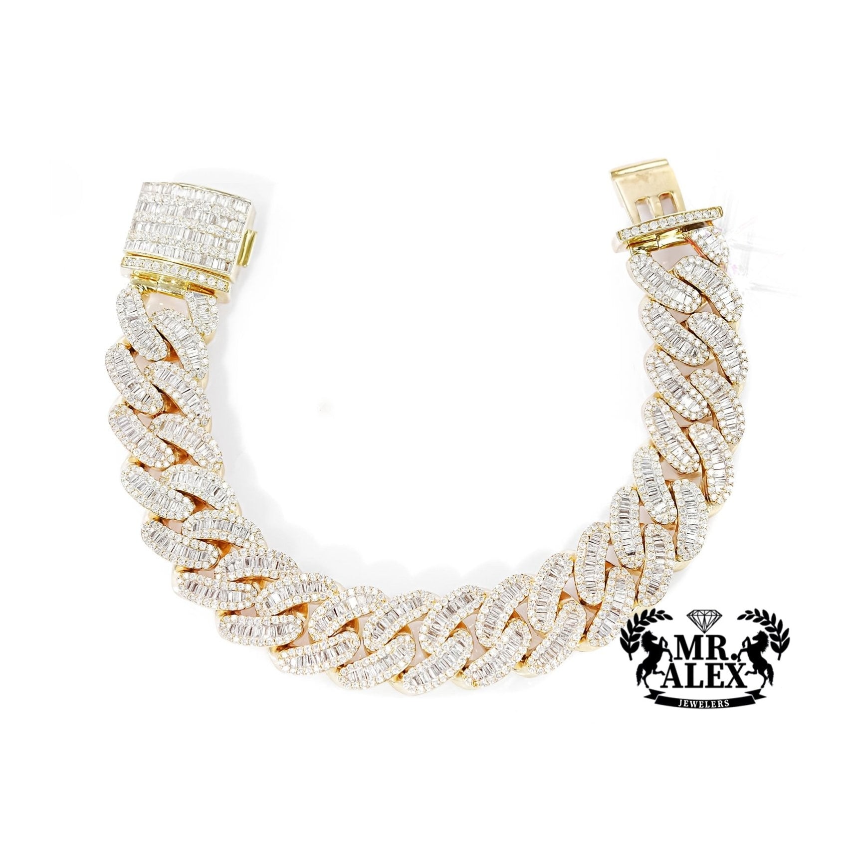 10k Gold Luxe Cuban Link Diamond Bracelet 17.0mm 11.50ct - Mr. Alex Jewelry