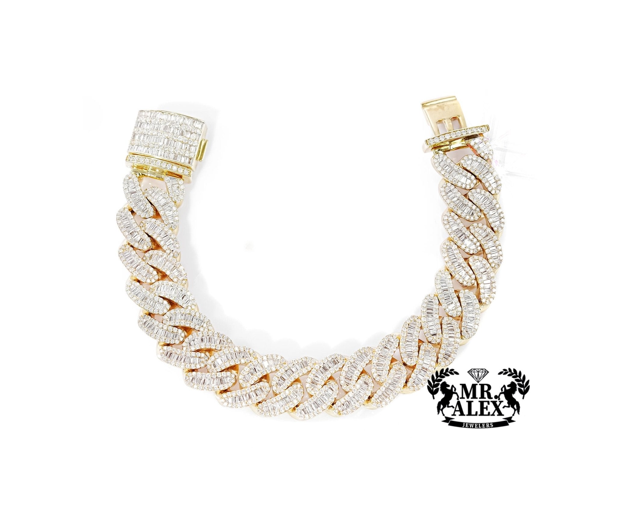 10k Gold Luxe Cuban Link Diamond Bracelet 17.0mm 11.50ct - Mr. Alex Jewelry