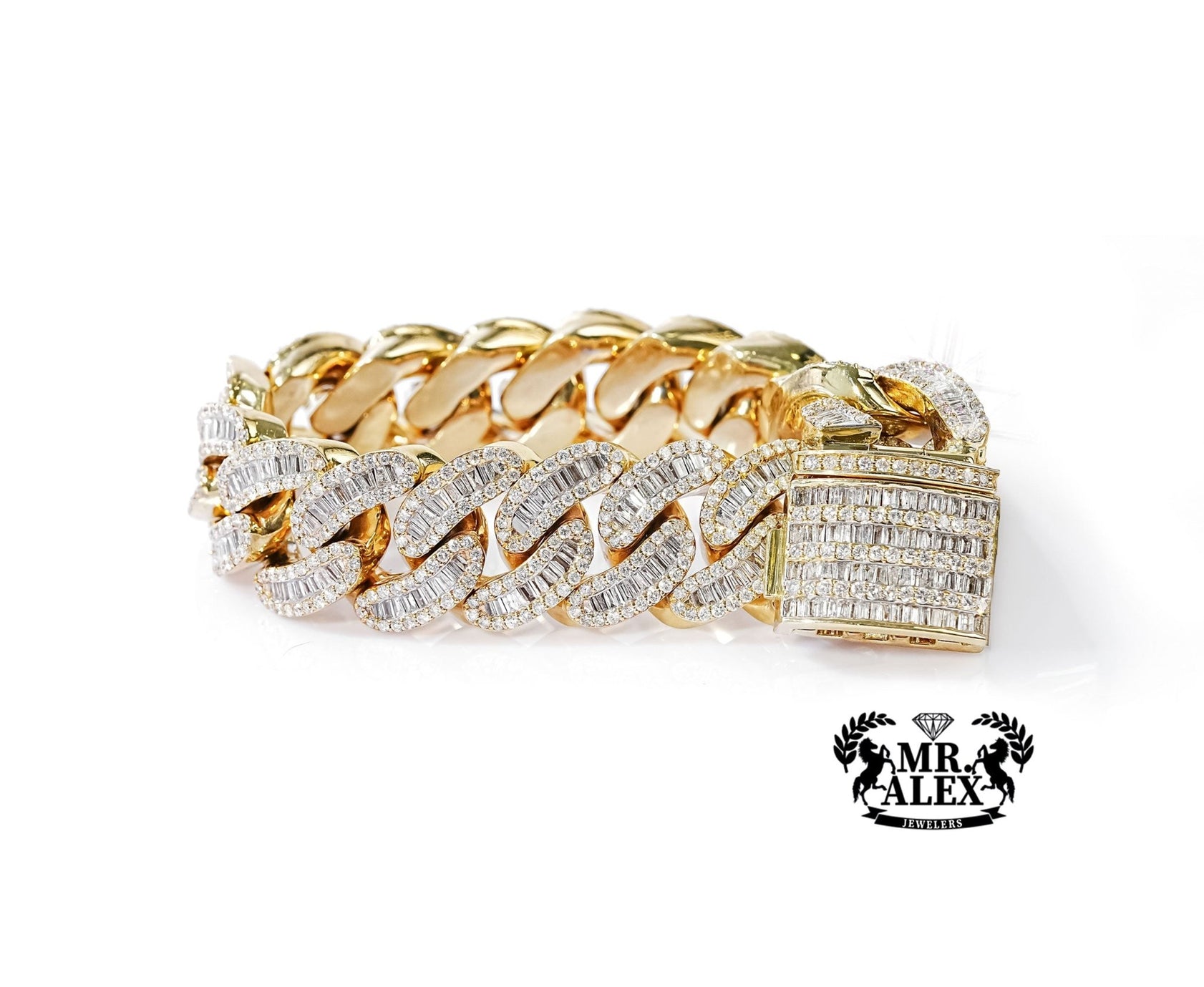 10k Gold Luxe Cuban Link Diamond Bracelet 17.0mm 11.50ct - Mr. Alex Jewelry