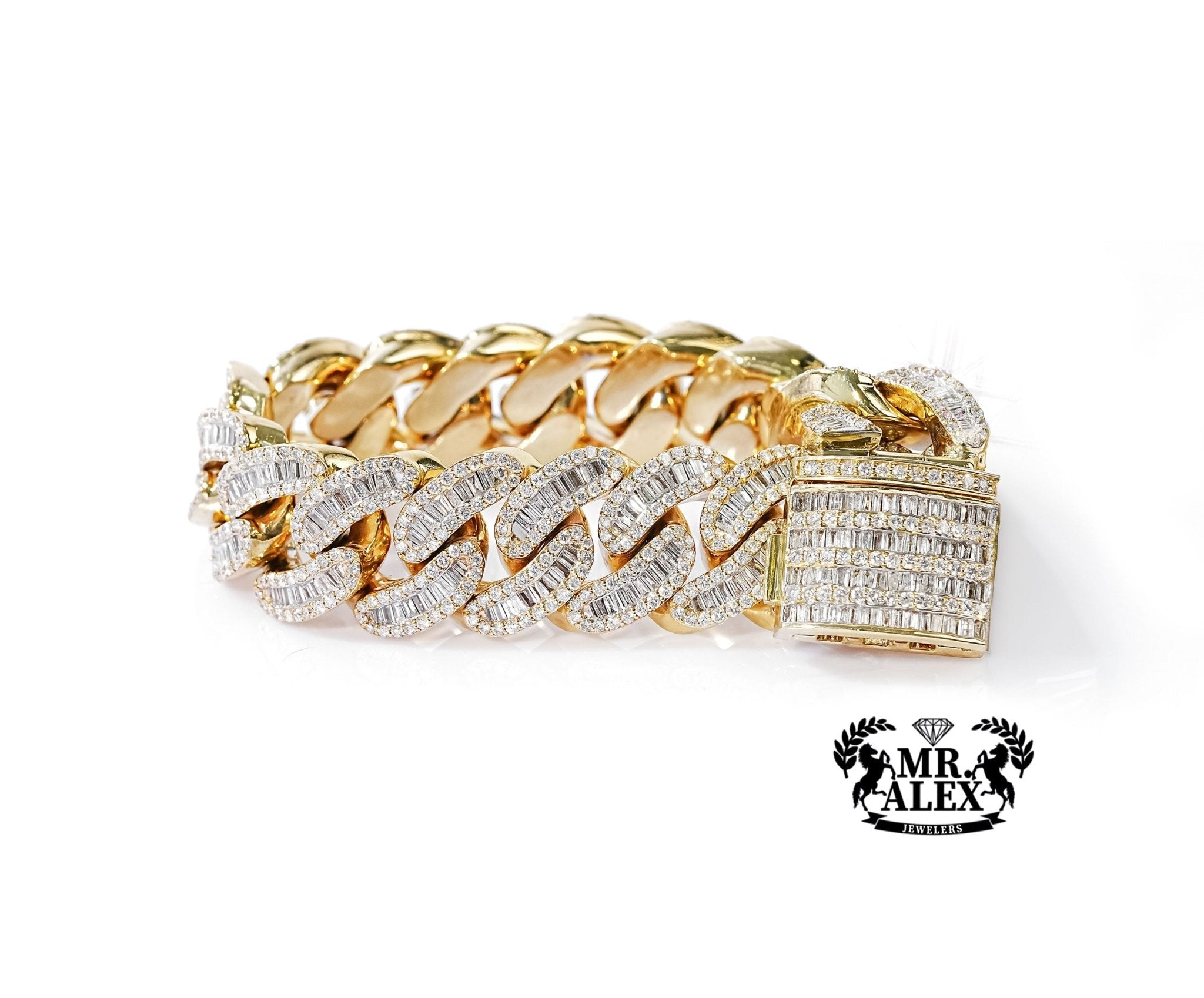 10k Gold Luxe Cuban Link Diamond Bracelet 17.0mm 11.50ct - Mr. Alex Jewelry