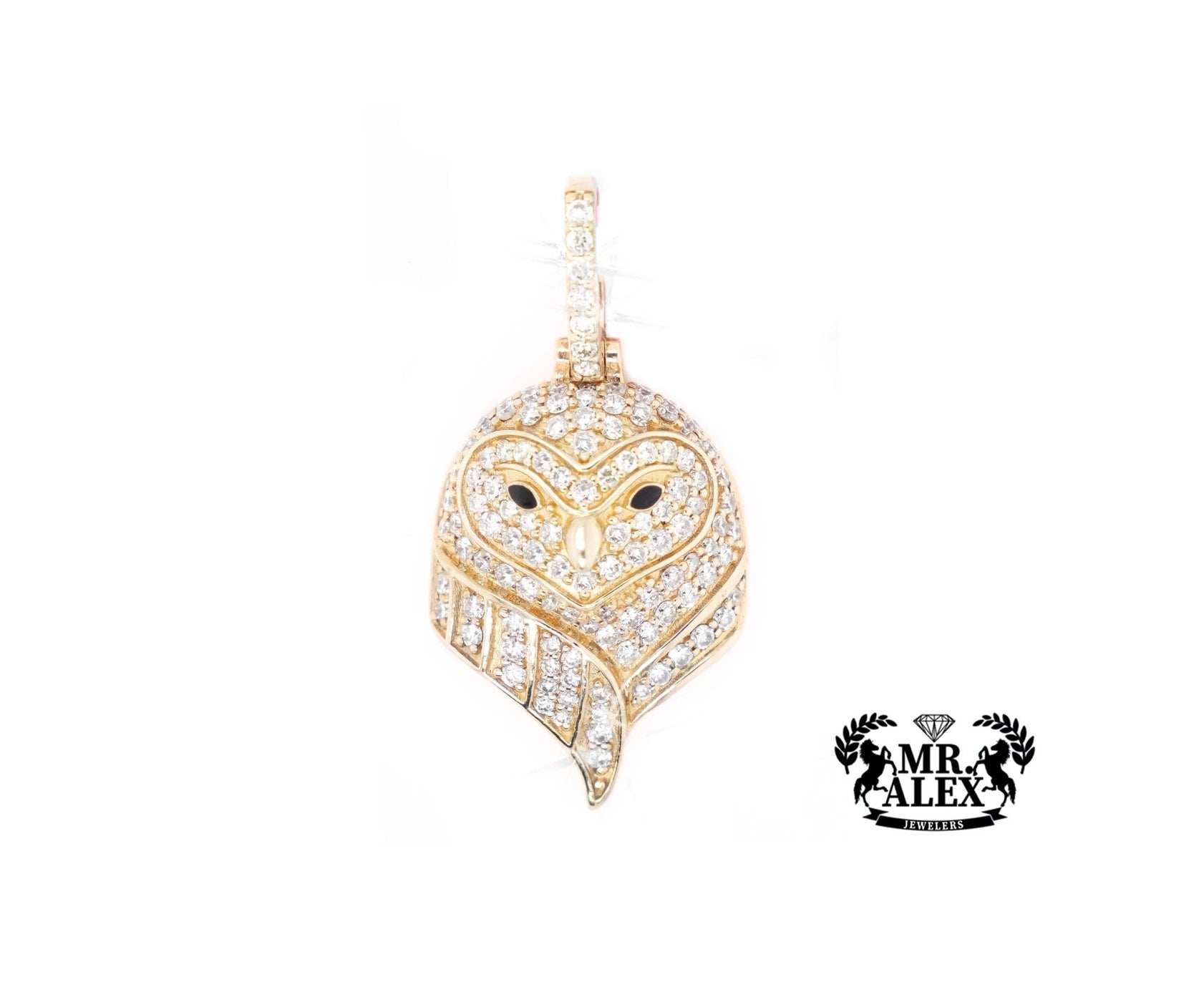 10K Gold Mystical Owl Pendant with 1.00ct - Mr. Alex Jewelry