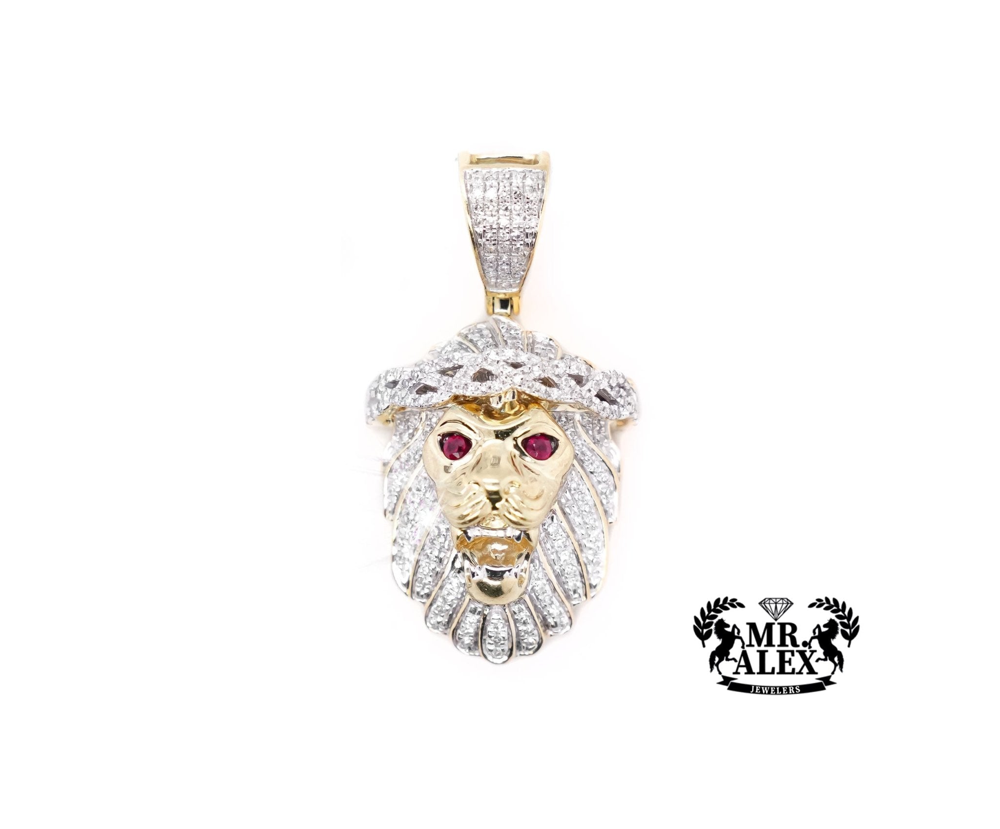 10K Gold Regal Lion Pendant with 0.50ct - Mr. Alex Jewelry