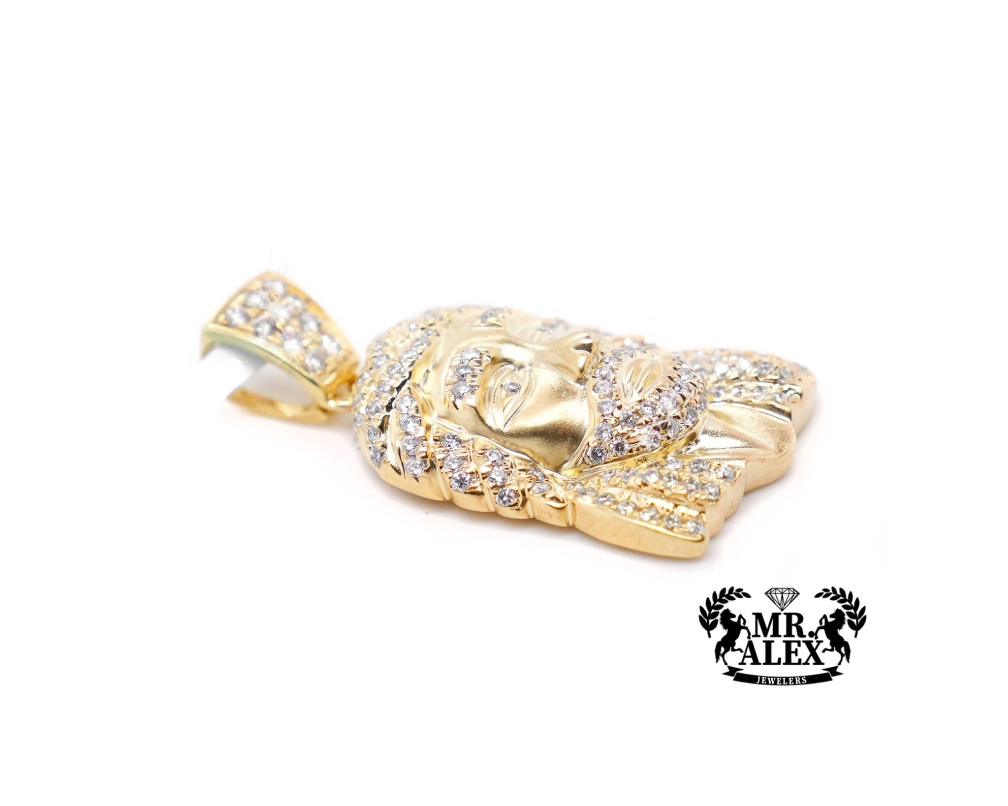 10K Gold Sacred Heart of Jesus Pendant with 0.68ct - Mr. Alex Jewelry