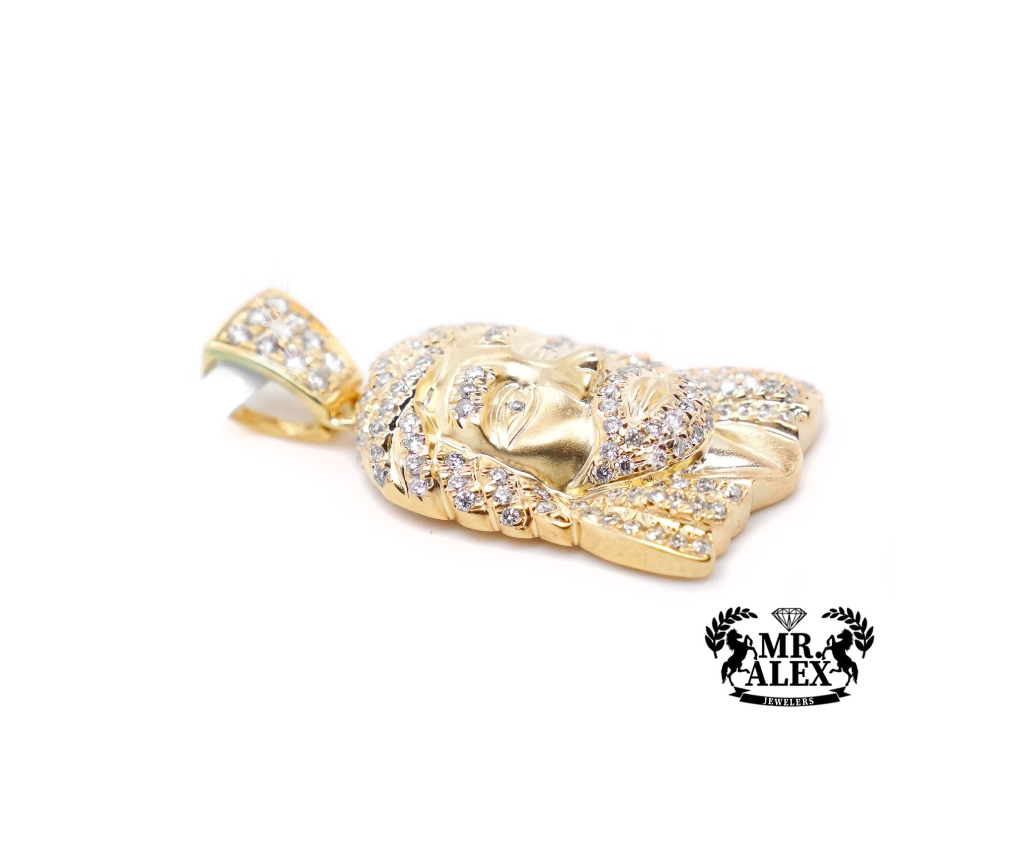 10K Gold Sacred Heart of Jesus Pendant with 0.68ct - Mr. Alex Jewelry