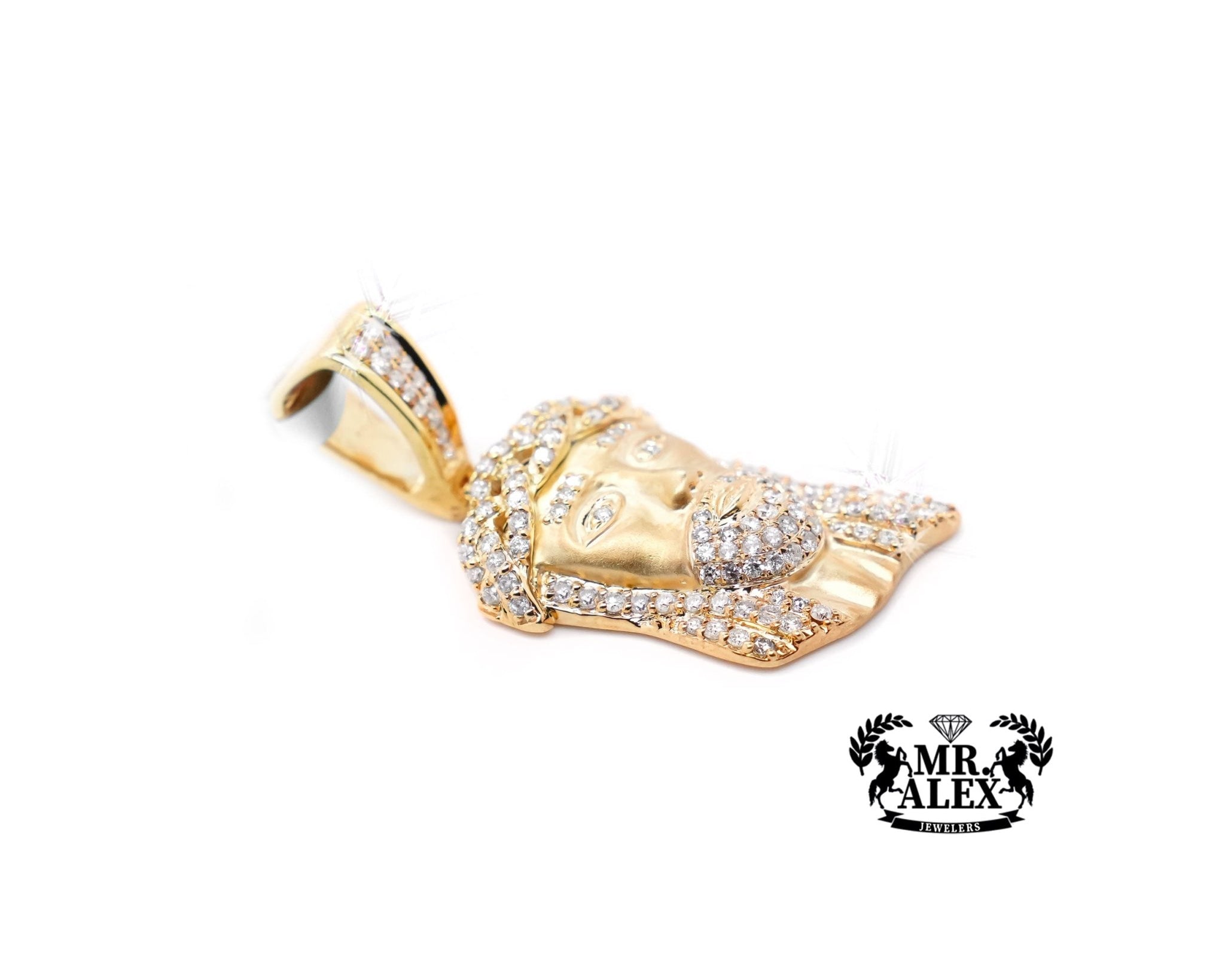 10K Gold Sacred Heart of Jesus Pendant with 1.35ct - Mr. Alex Jewelry