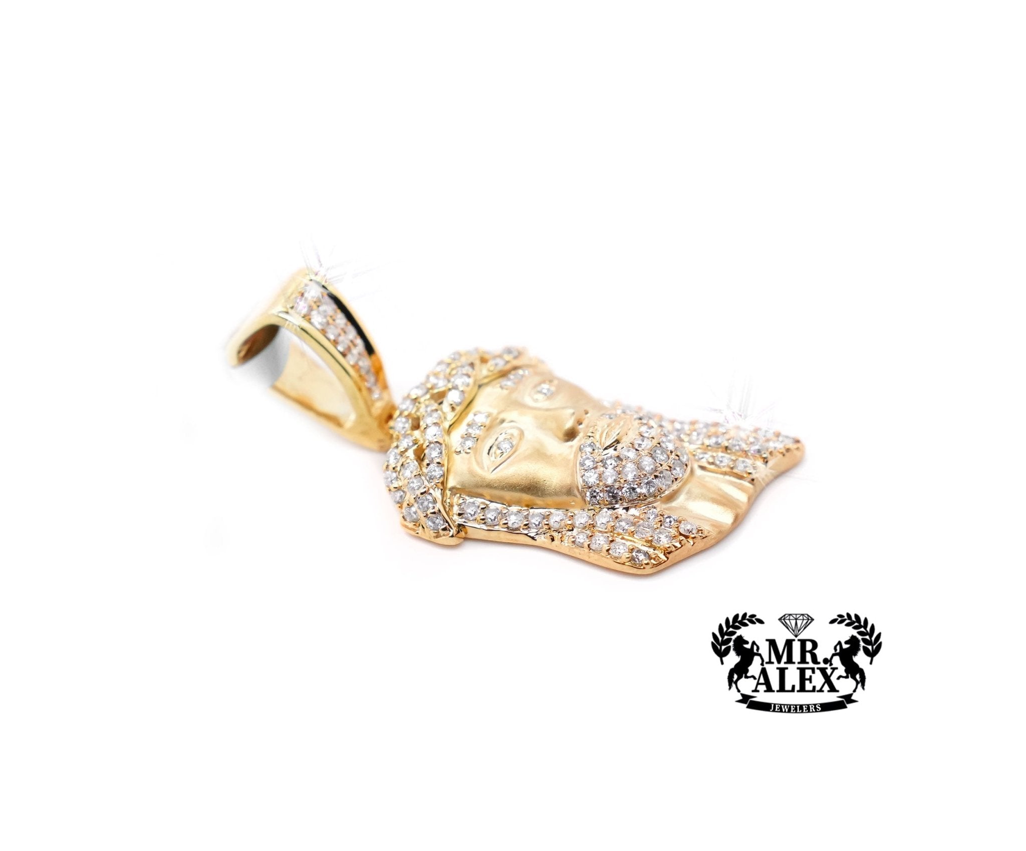 10K Gold Sacred Heart of Jesus Pendant with 1.35ct - Mr. Alex Jewelry