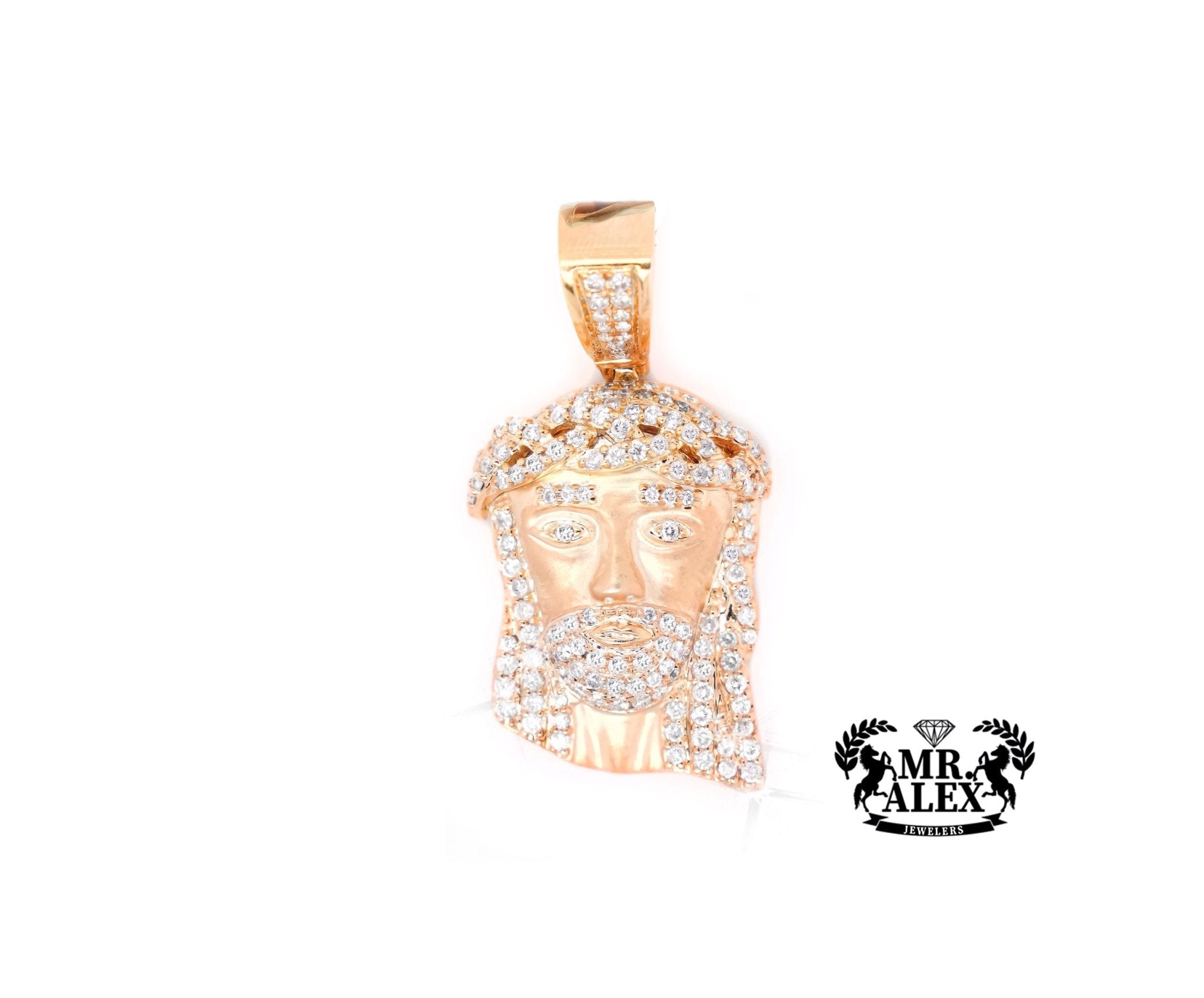 10K Gold Sacred Heart of Jesus Pendant with 1.35ct - Mr. Alex Jewelry