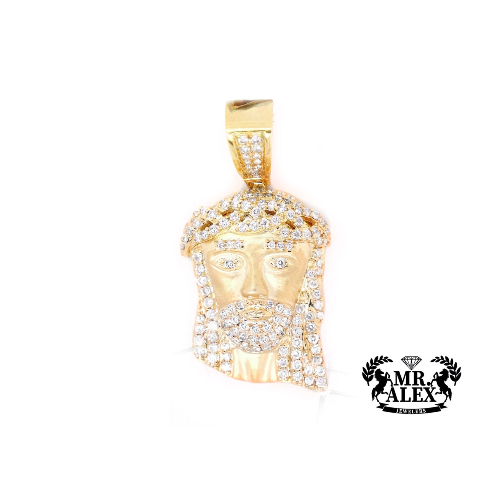 10K Gold Sacred Heart of Jesus Pendant with 1.35ct - Mr. Alex Jewelry