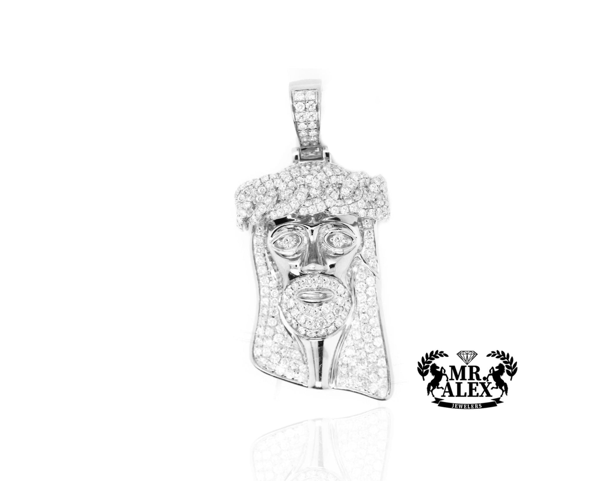 10K Gold Sacred Visage of Jesus Pendant with 5.05ct - Mr. Alex Jewelry