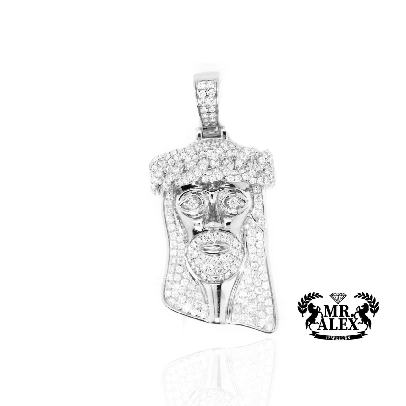 10K Gold Sacred Visage of Jesus Pendant with 5.05ct - Mr. Alex Jewelry