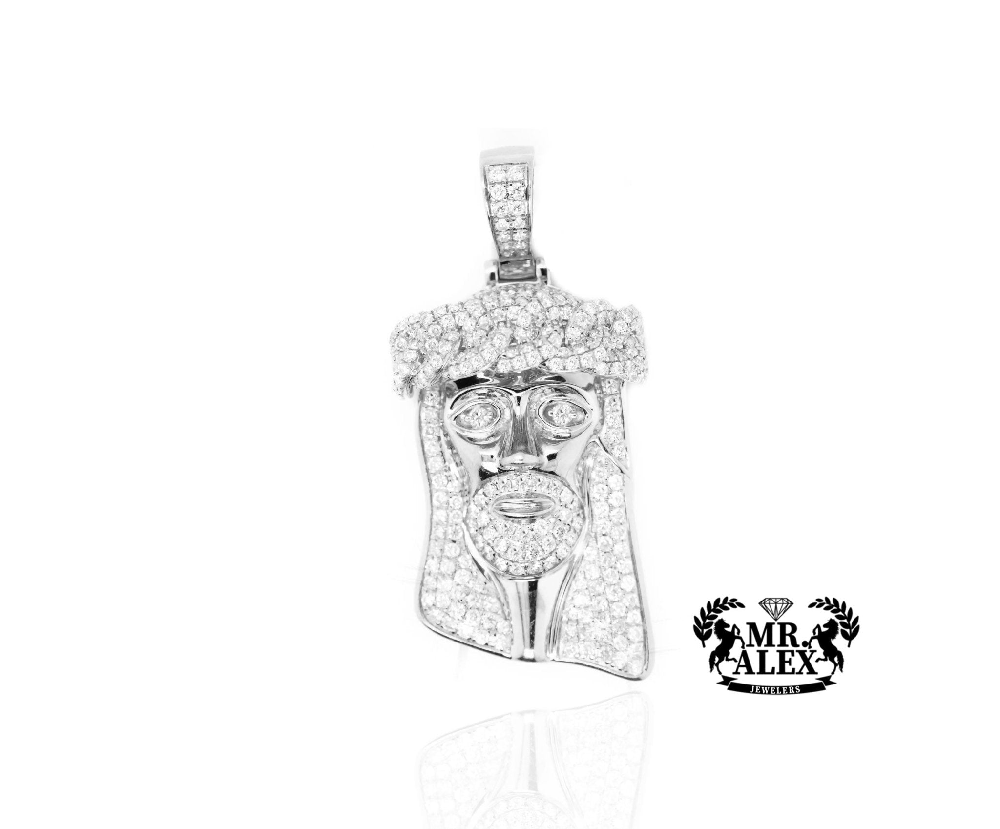 10K Gold Sacred Visage of Jesus Pendant with 5.05ct - Mr. Alex Jewelry