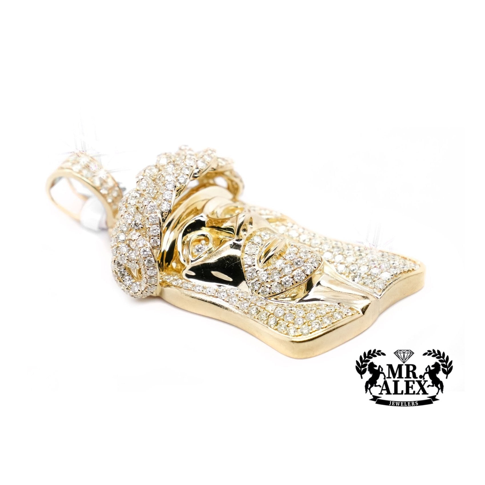 10K Gold Sacred Visage of Jesus Pendant with 5.05ct - Mr. Alex Jewelry