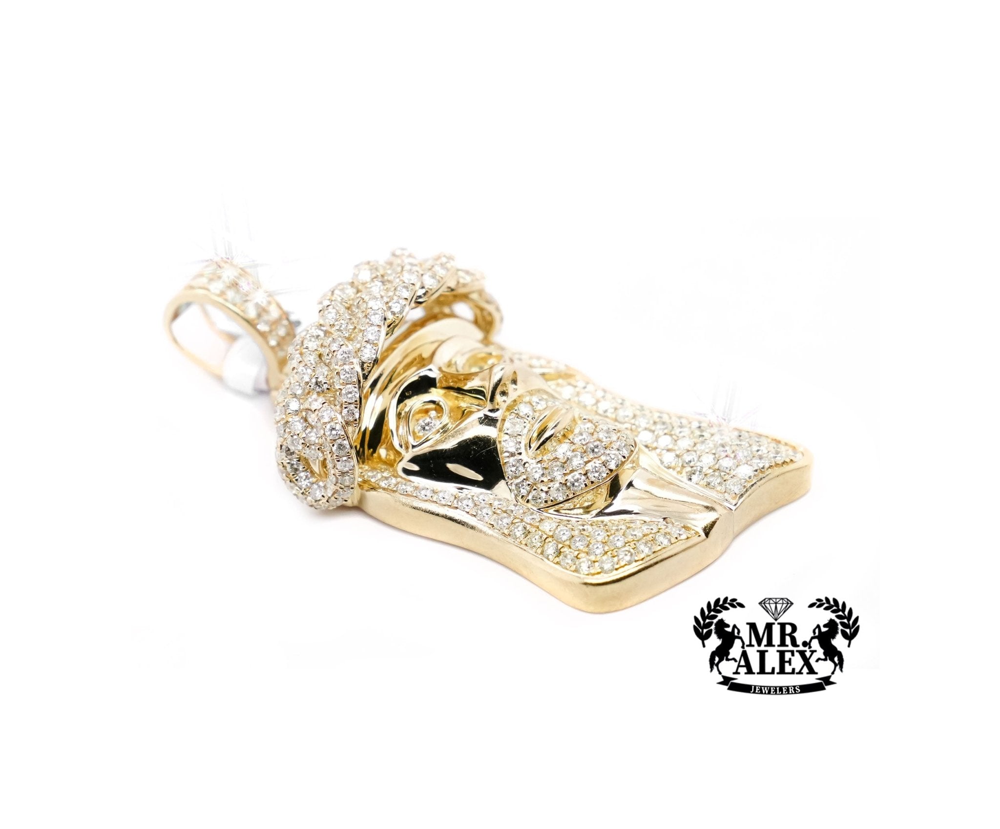 10K Gold Sacred Visage of Jesus Pendant with 5.05ct - Mr. Alex Jewelry
