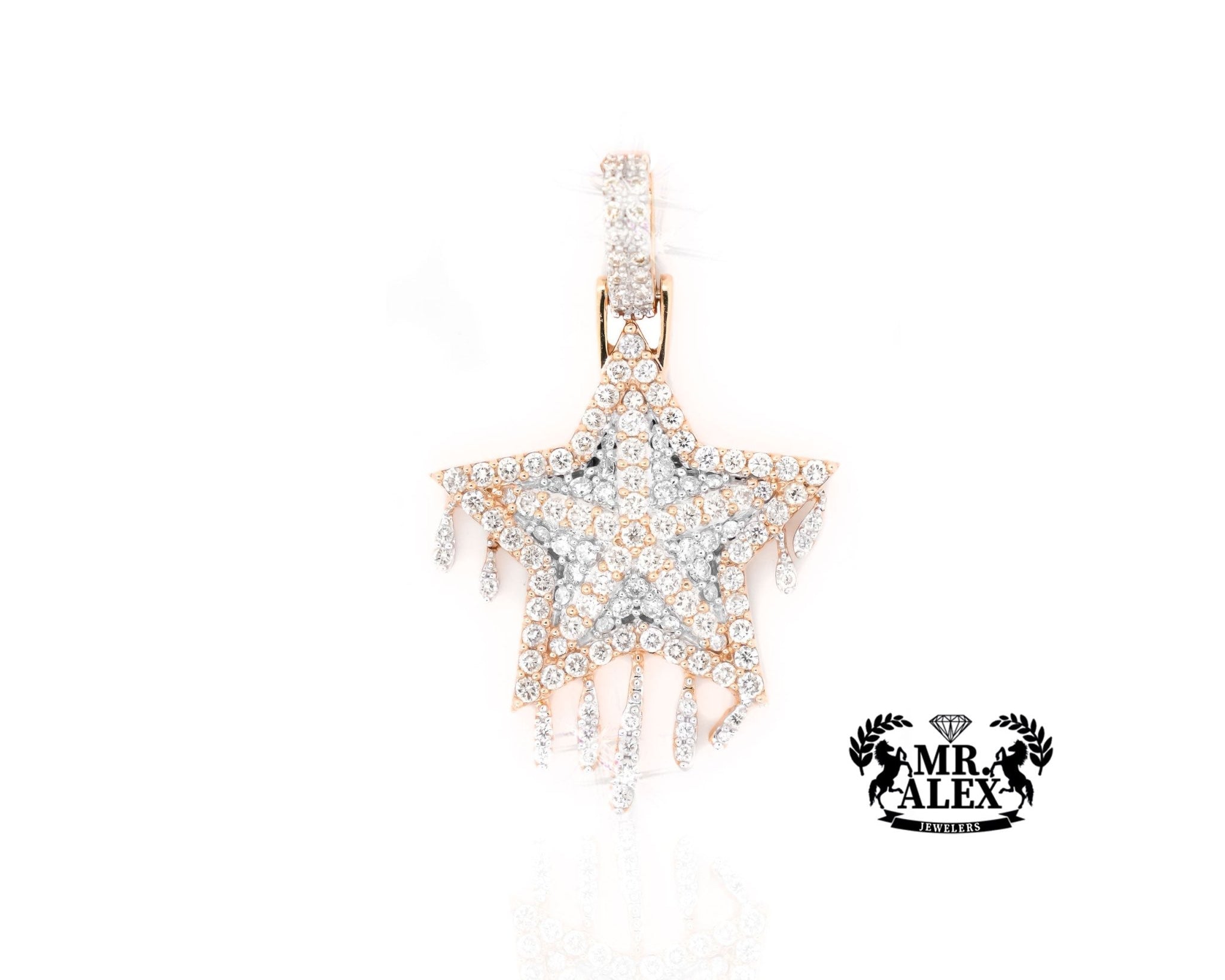 10K Gold Shooting Star Pendant with 1.75ct - Mr. Alex Jewelry