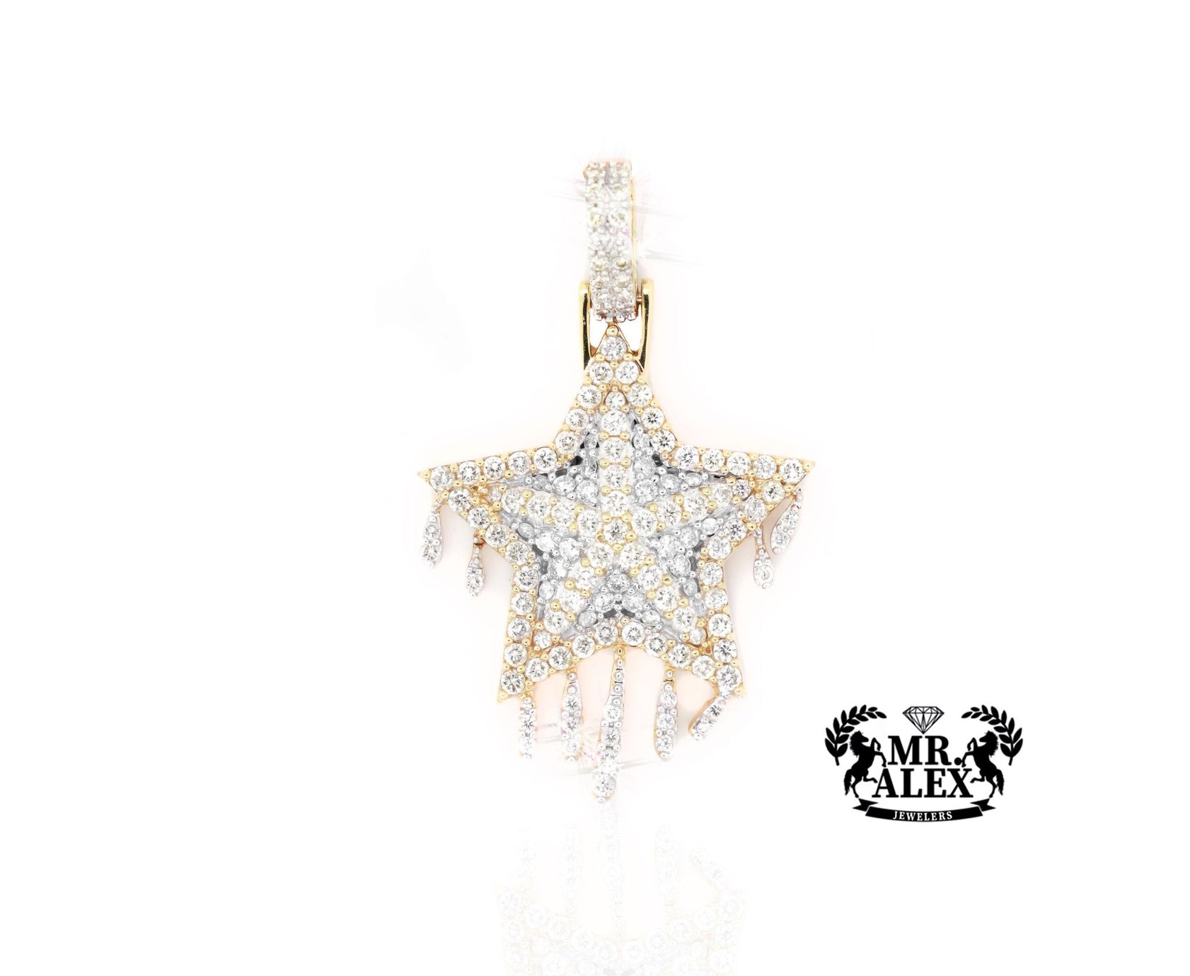 10K Gold Shooting Star Pendant with 1.75ct - Mr. Alex Jewelry