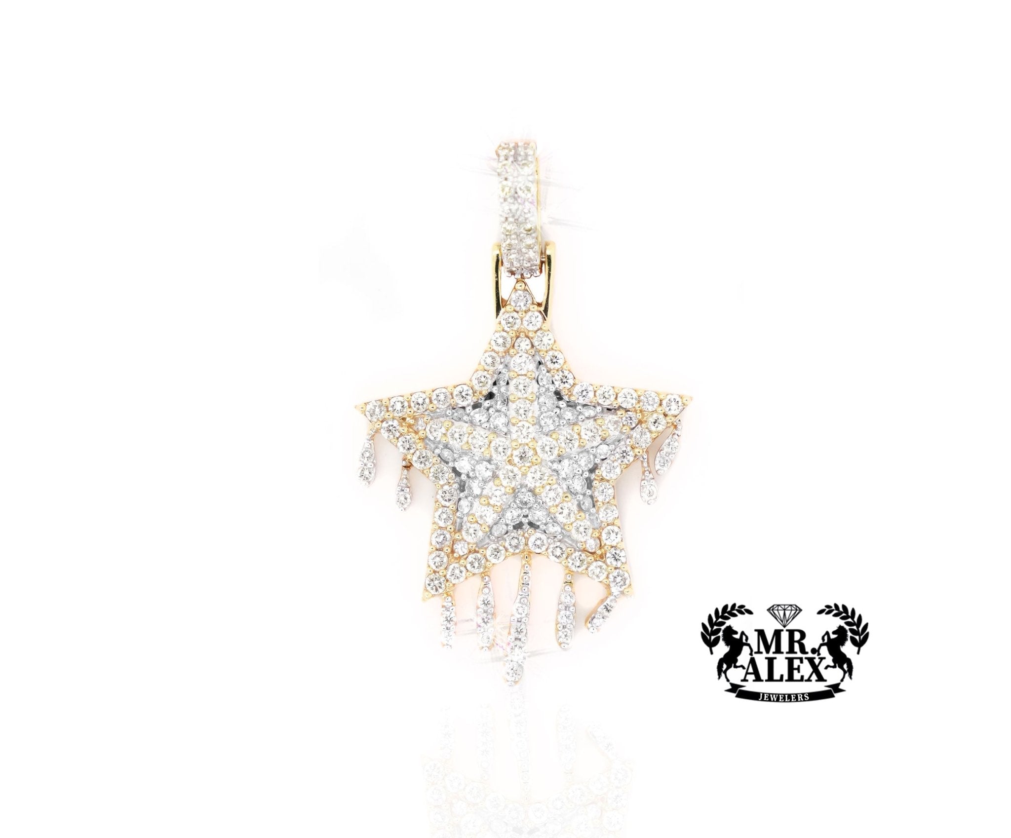 10K Gold Shooting Star Pendant with 1.75ct - Mr. Alex Jewelry