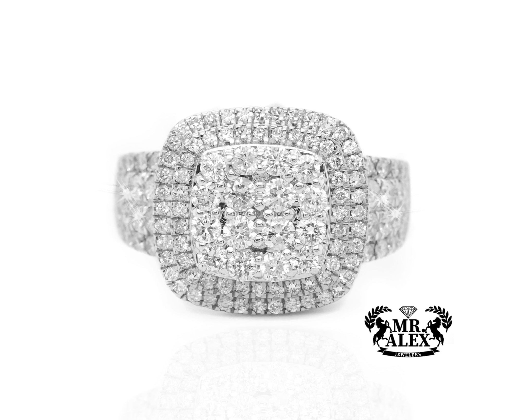 10K Gold Square Halo Men's Diamond Ring 2.50ct - Mr. Alex Jewelry