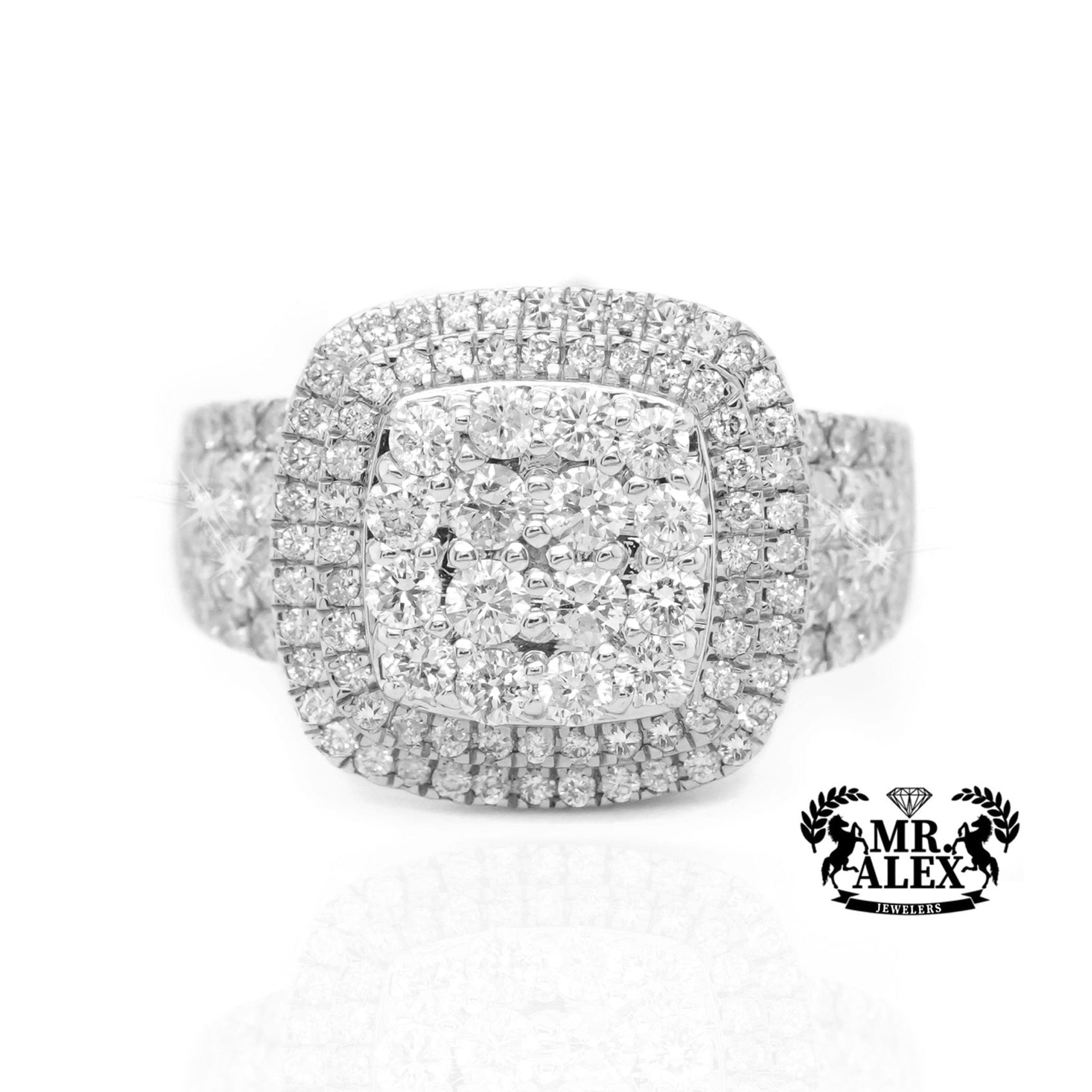 10K Gold Square Halo Men's Diamond Ring 2.50ct - Mr. Alex Jewelry