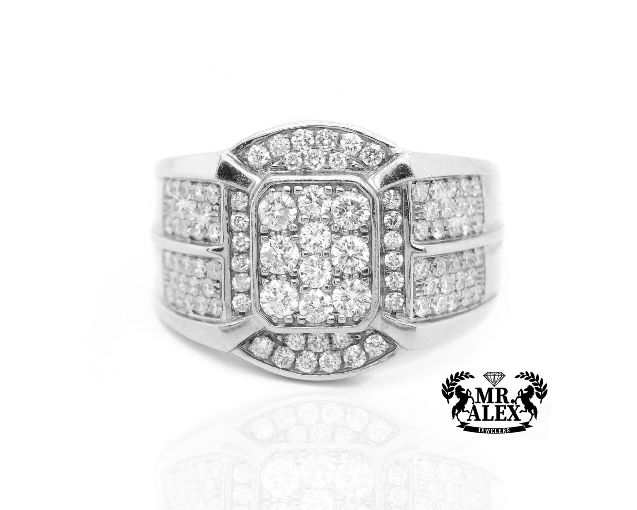 10K Gold Stately Square Men's Diamond Ring 2.50ct - Mr. Alex Jewelry