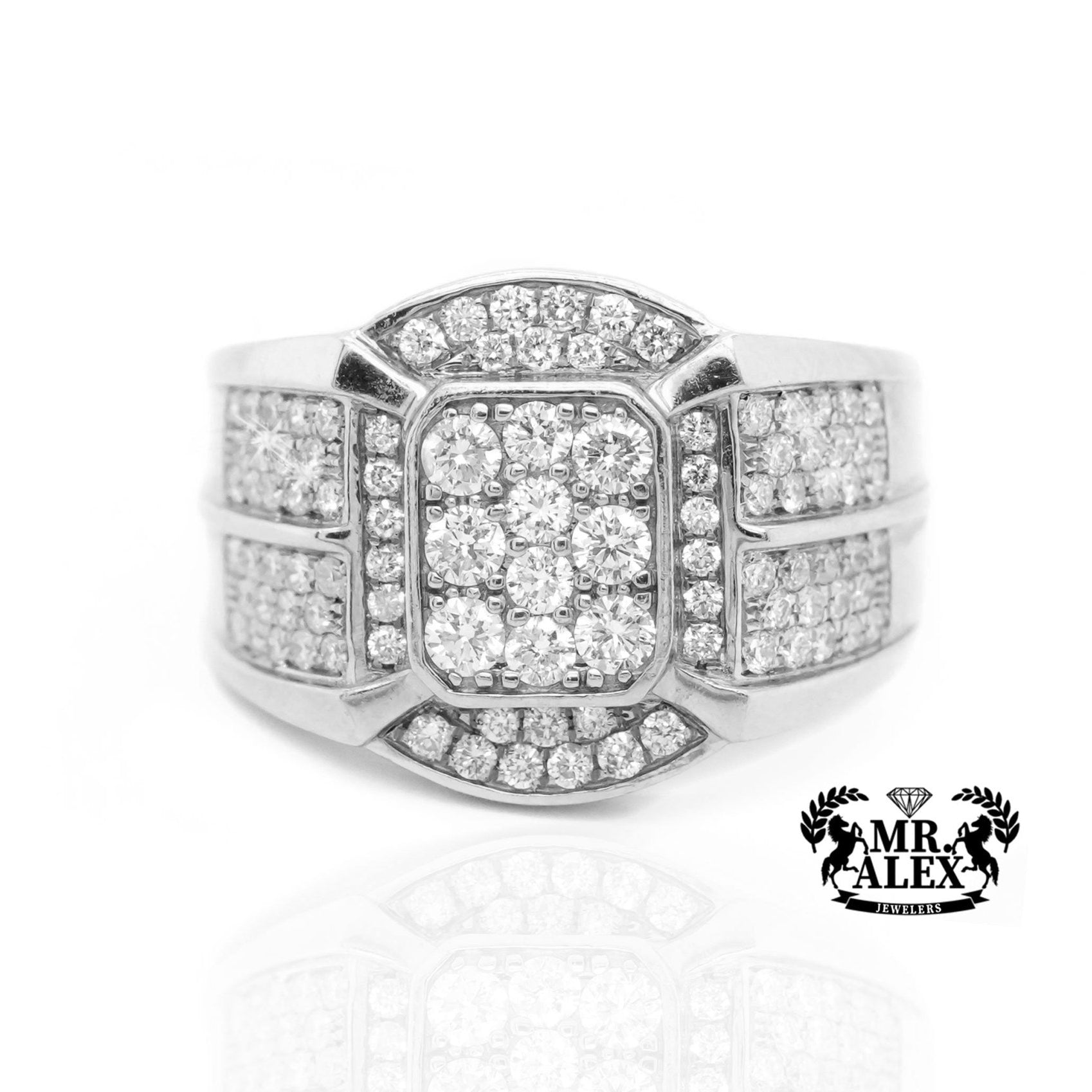 10K Gold Stately Square Men's Diamond Ring 2.50ct - Mr. Alex Jewelry