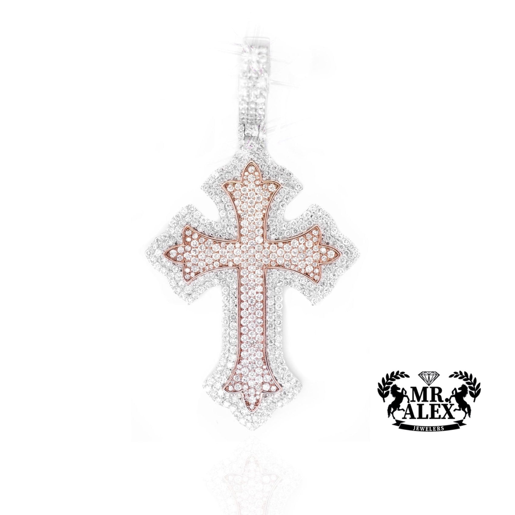 10K Gold Timeless Cross Diamonds Pendant with 7.25ct - Mr. Alex Jewelry